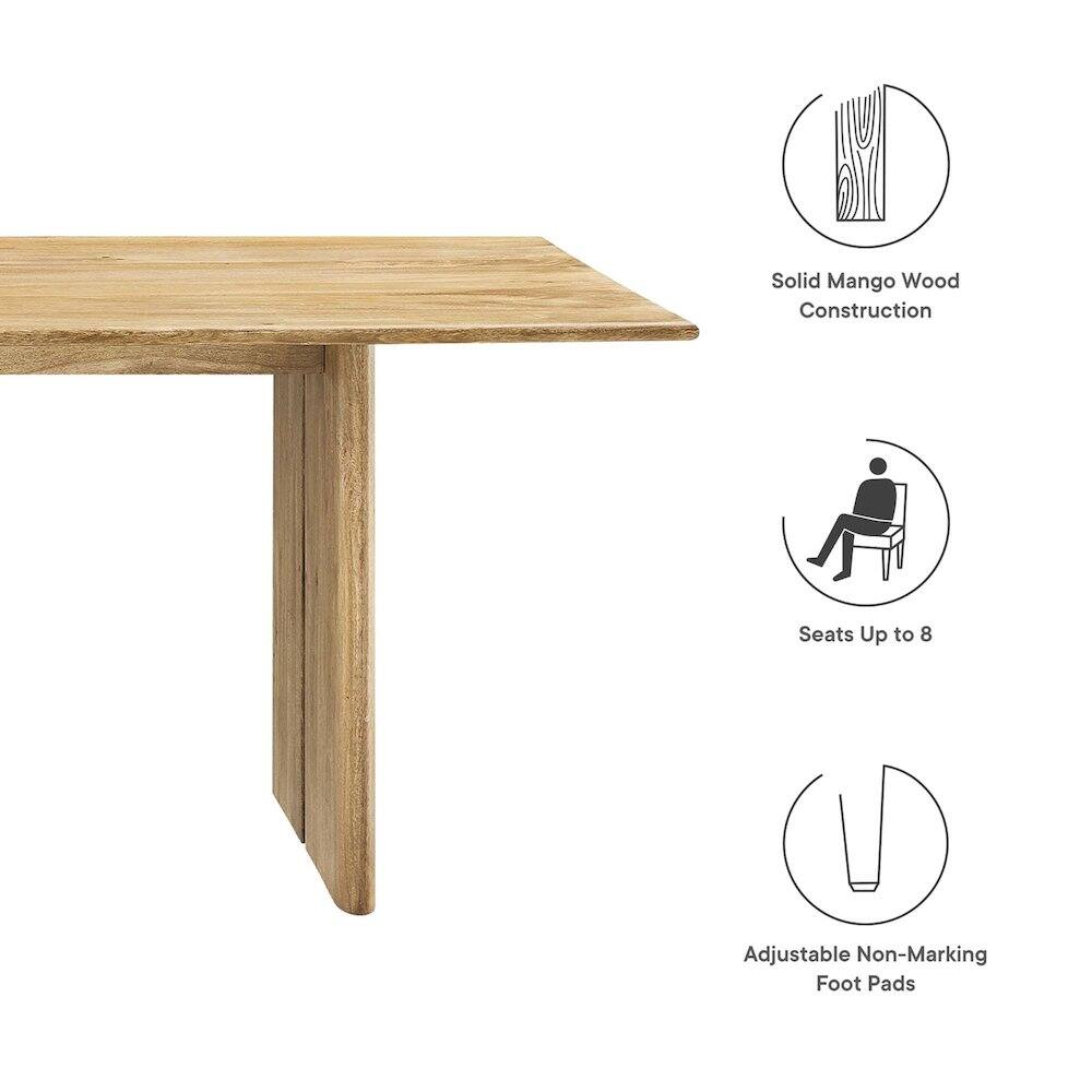Solid Mango Wood Construction  
Seats Up to 8  
Adjustable Non-Marking Foot Pads