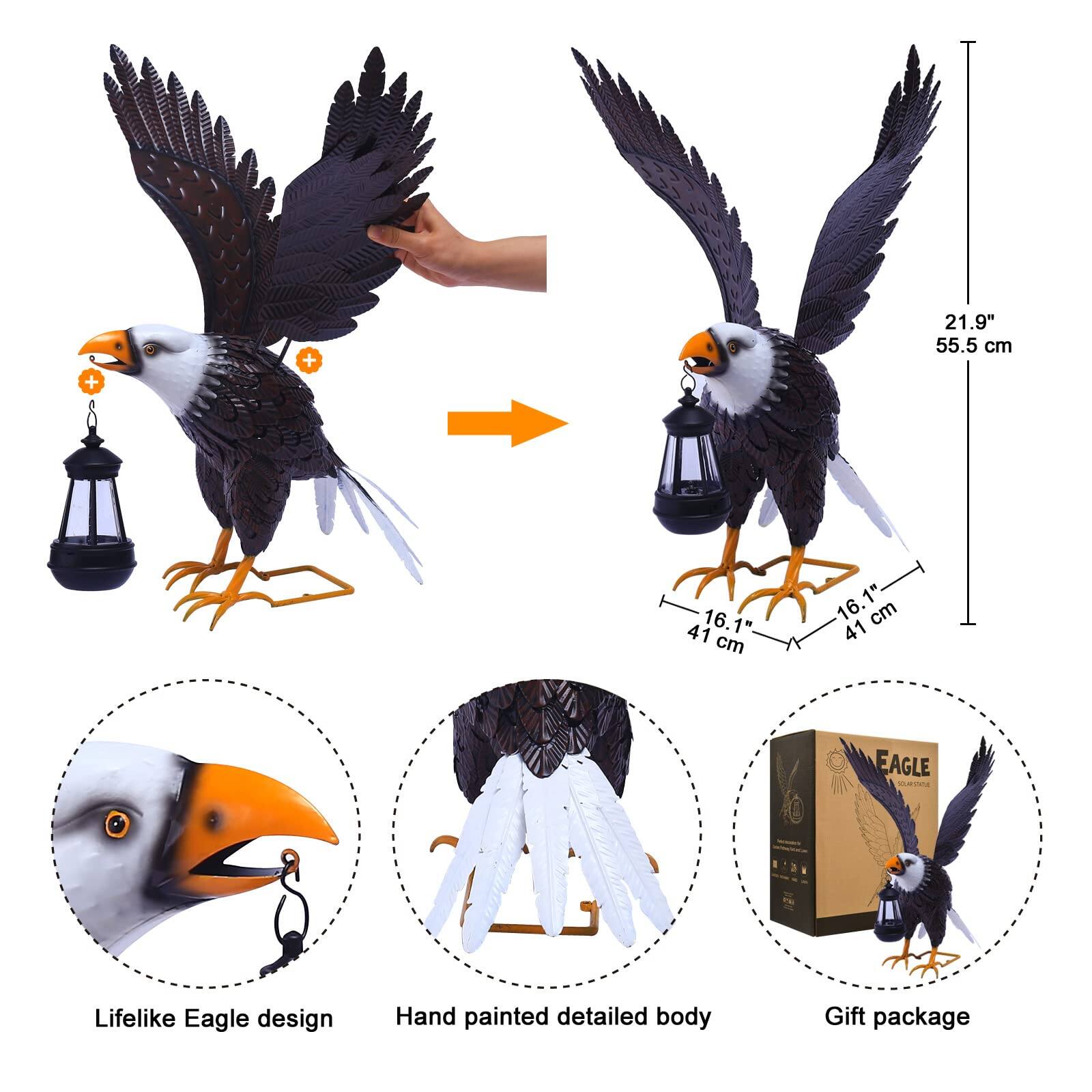 - Lifelike Eagle design
- Hand painted detailed body
- Gift package

Dimensions:
- 21.9" (55.5 cm)
- 16.1" (41 cm)
- 16.1" (41 cm)