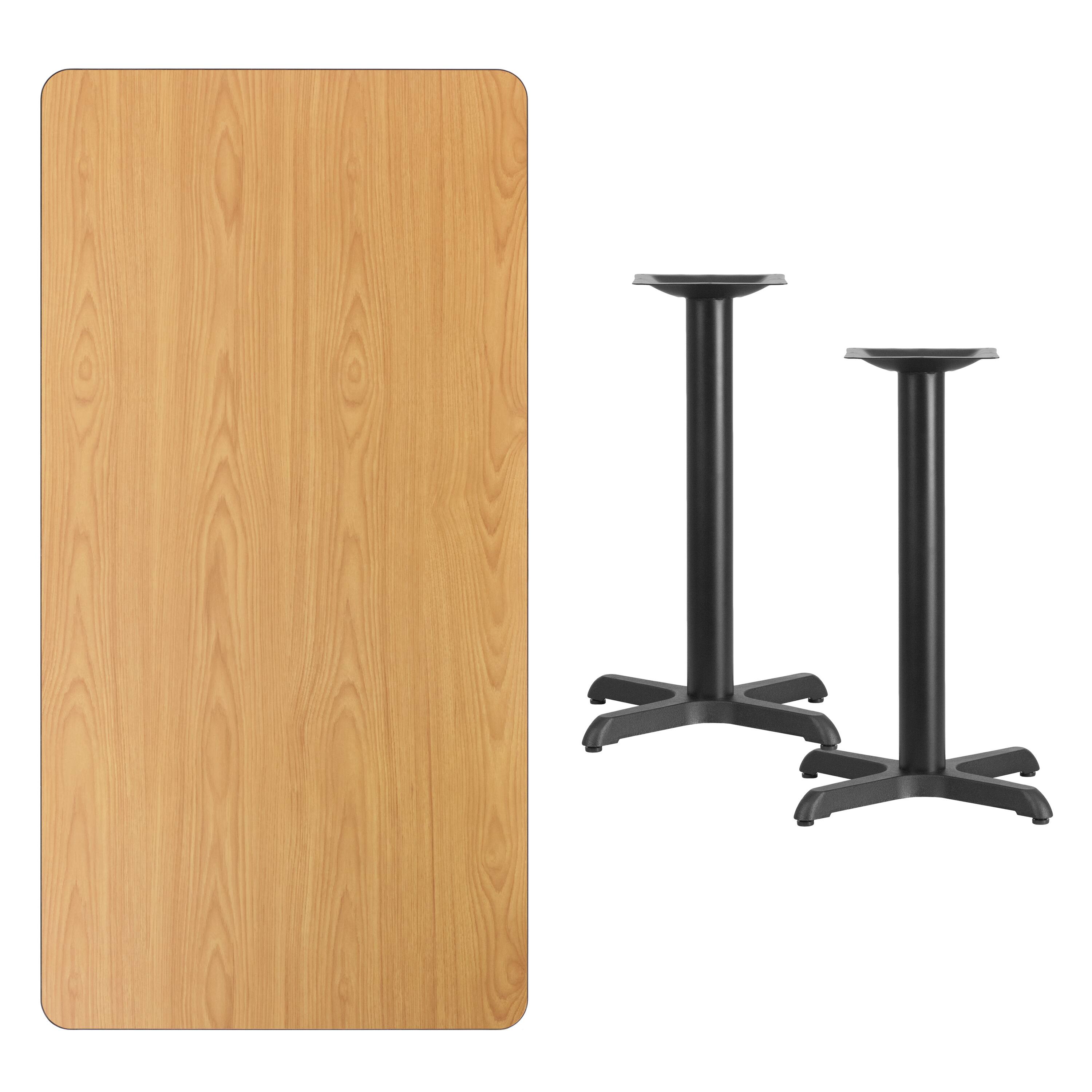 Alt View 2. Emma + Oliver - 30"x60" Rectangular Laminate Table with 22"x22" Table Height Bases - Natural.