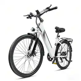 DYU - 26" Electric Bike with 499.2 WH Battery, 19.8MPH - White
