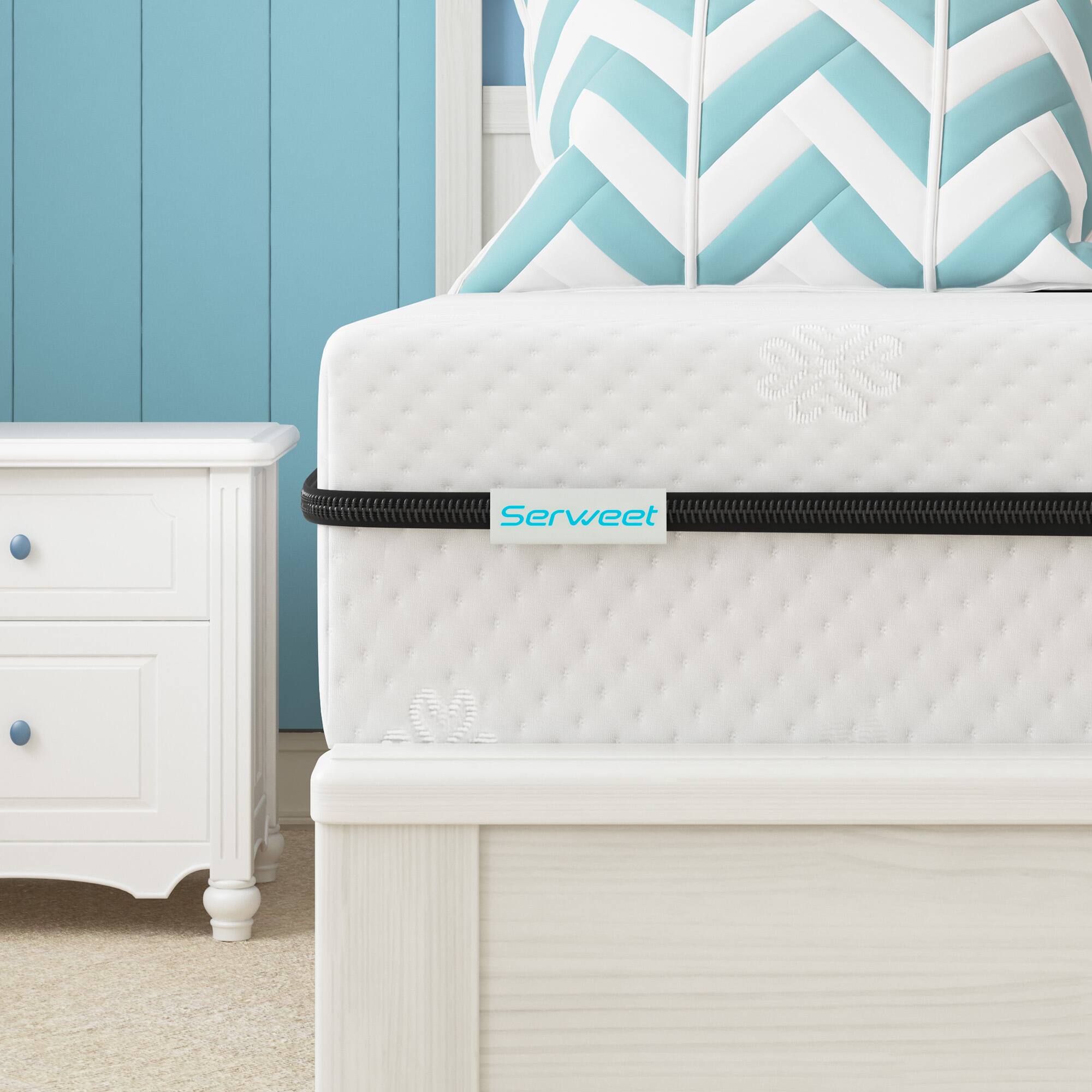 Angle. Serweet - Baby 2-Stage Crib and Toddler Mattress with Cooling Gel Memory Foam, Washable Cover, Breathable Design, Skin Friendly - White.