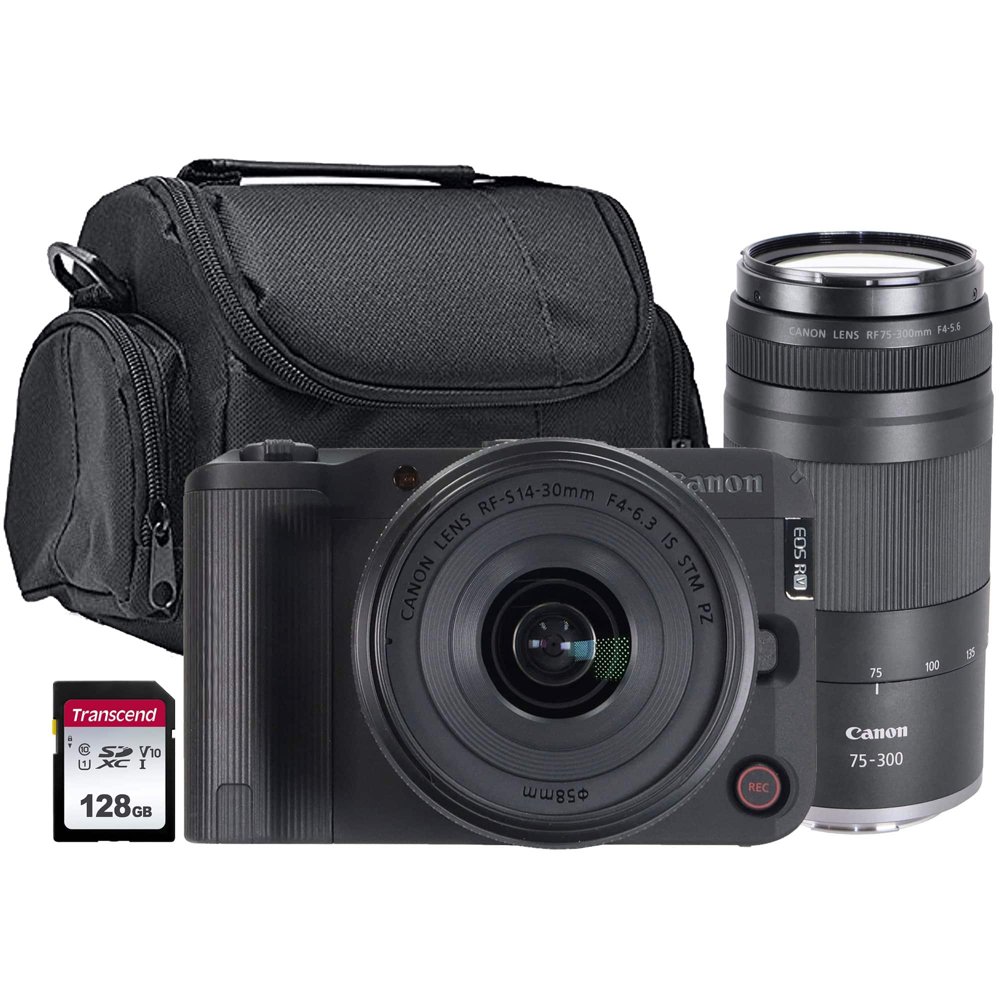 Canon EOS R50 V Camera with RF S 14 30mm IS STM PZ Lens + RF 75