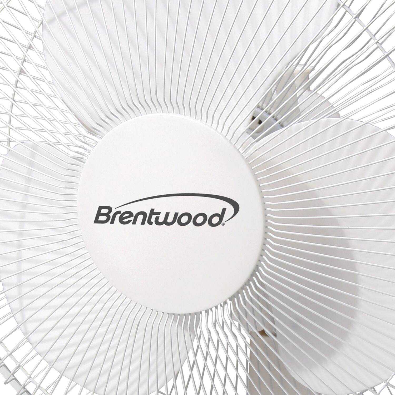 Back. Brentwood - 12-In. 3-Speed 32-Watt Oscillating Desk Fan - White.