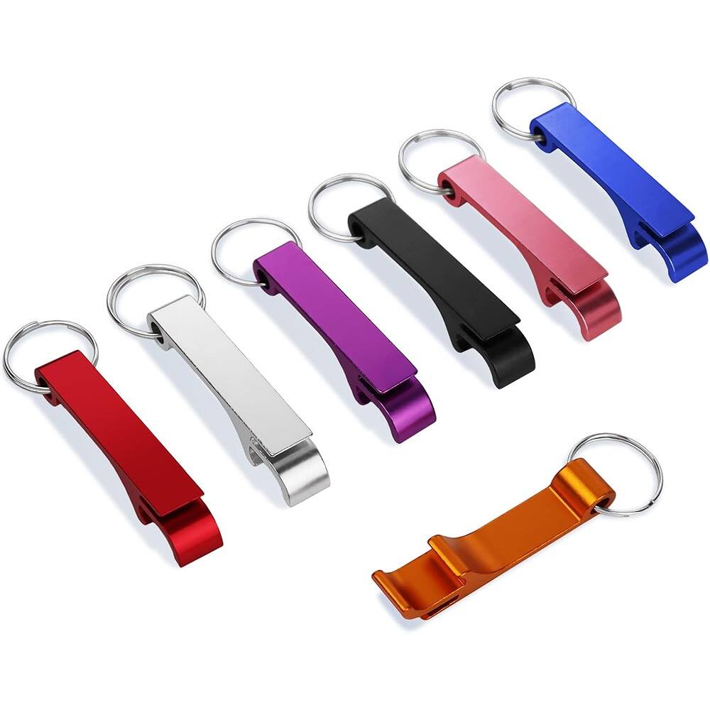 Front. PARKER SLATER - 7-Pack Colorful Metal Keychain Bottle Openers, Compact & Easy to Carry - colorful.