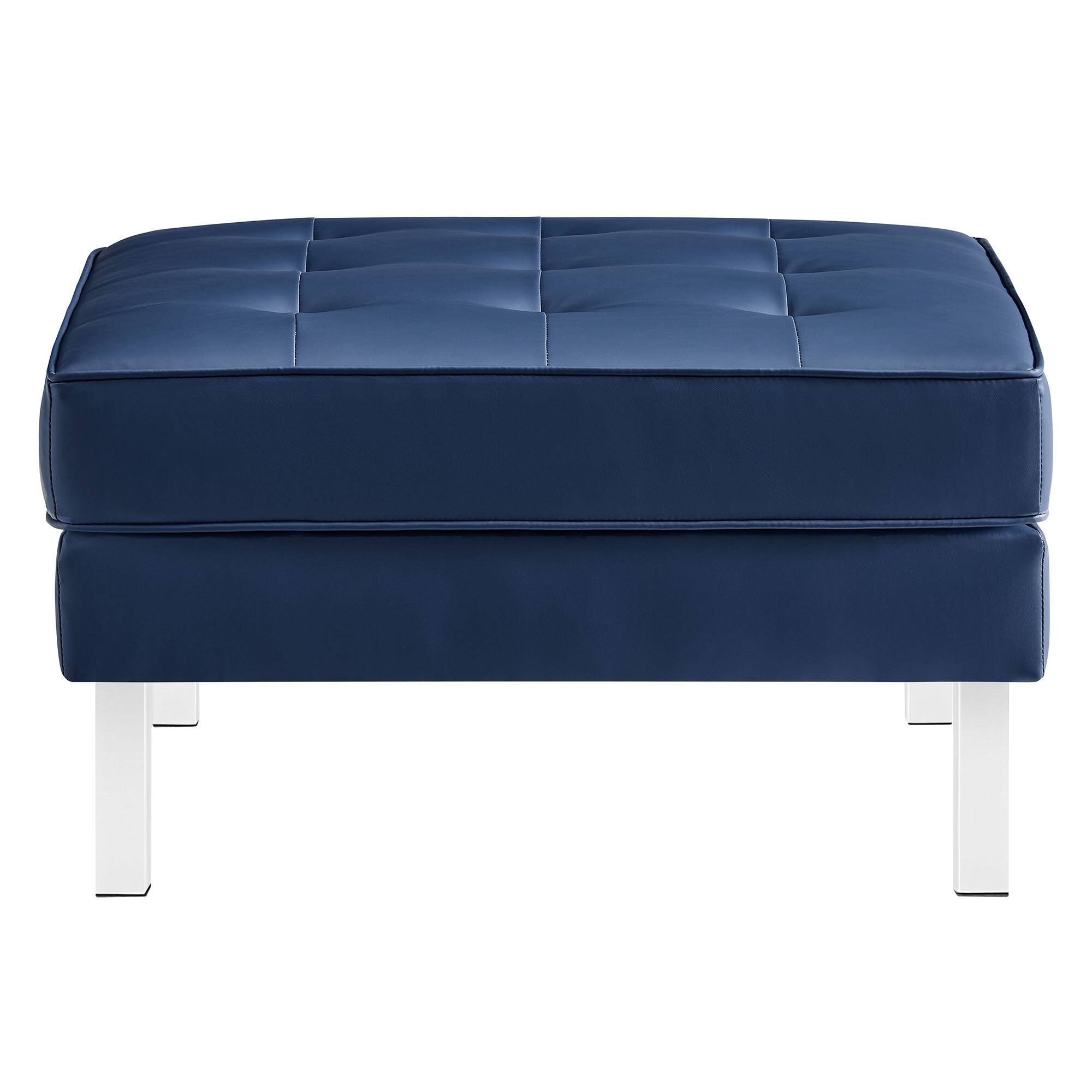 Alt View 2. Modway - Loft Tufted Vegan Leather Ottoman by Modway - EEI-3394-SLV-NAV.