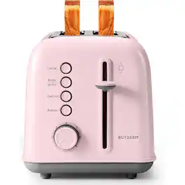 Buydeem - DT620 Retro 2-Slice Toaster, 1.4-in. Wide Slots & 7 Shade Settings - Pink