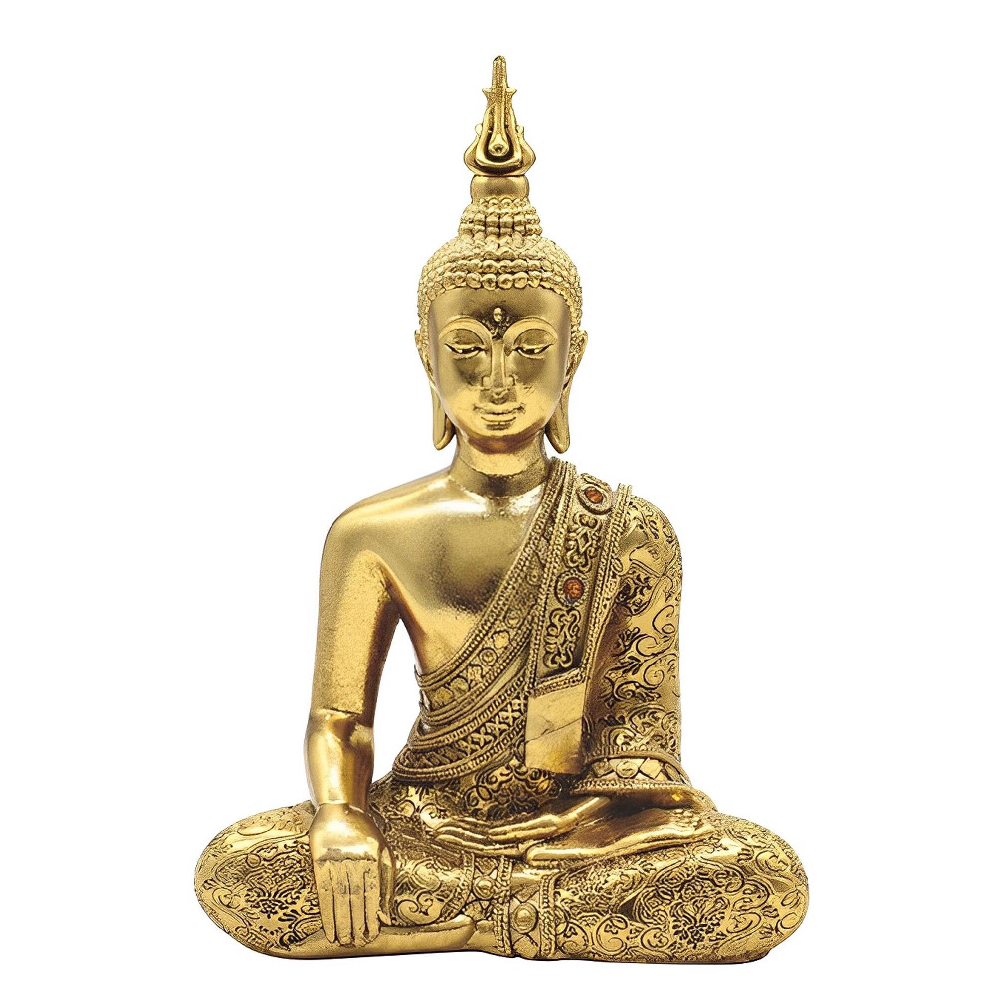 FC Design - 8"H Thai Buddha in Earth Touching Pose Figurine Statue Office Desk Tabletop Home Decor Gift - Multi-Color