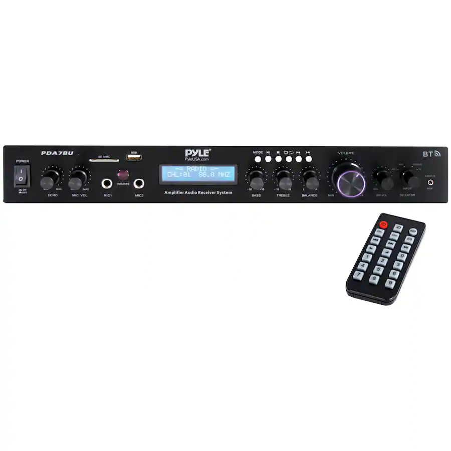 Pyle 2.1 Channel 200 Watt Max Bluetooth Stereo Amplifier/Receiver with ...