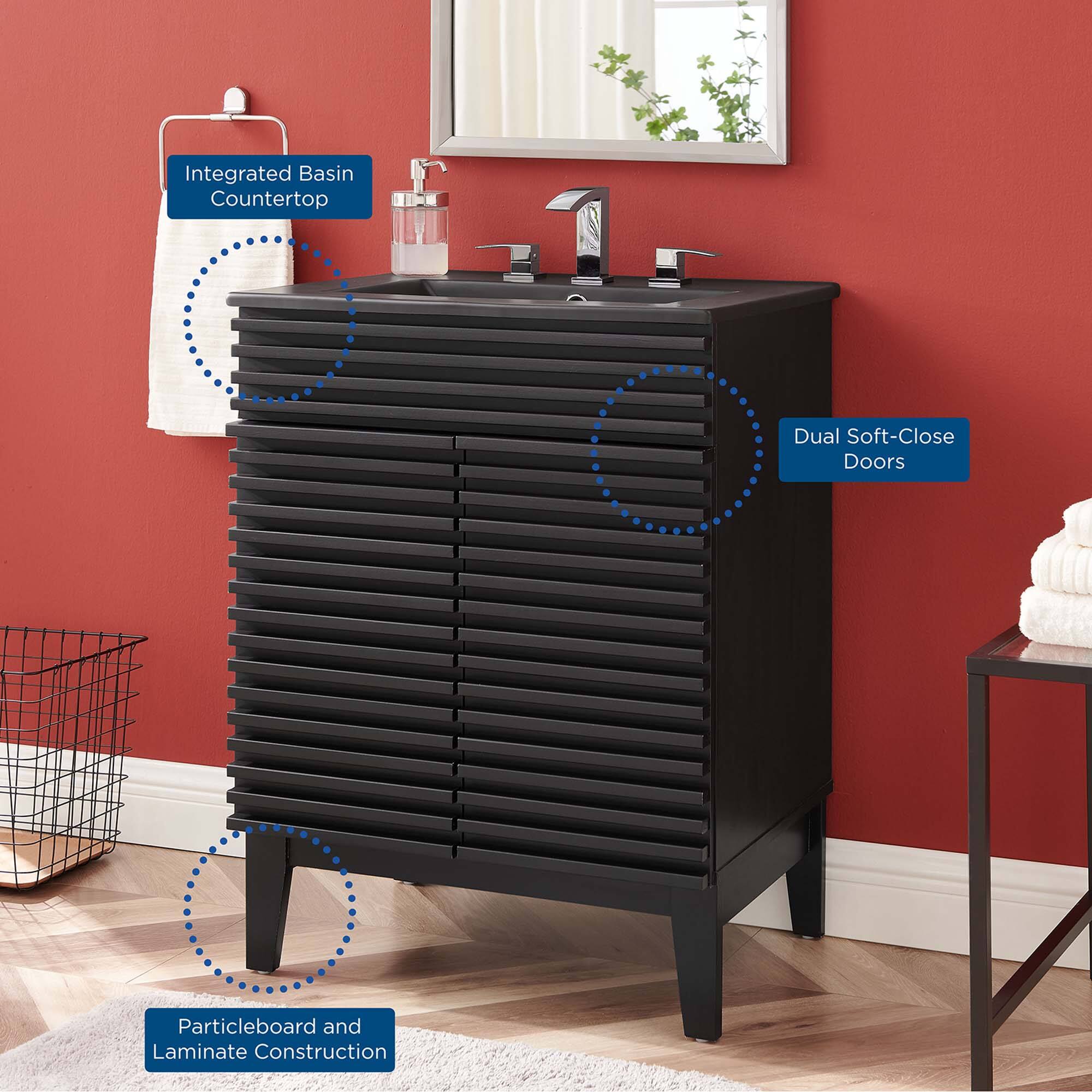 Integrated Basin Countertop  
Dual Soft-Close Doors  
Particleboard and Laminate Construction