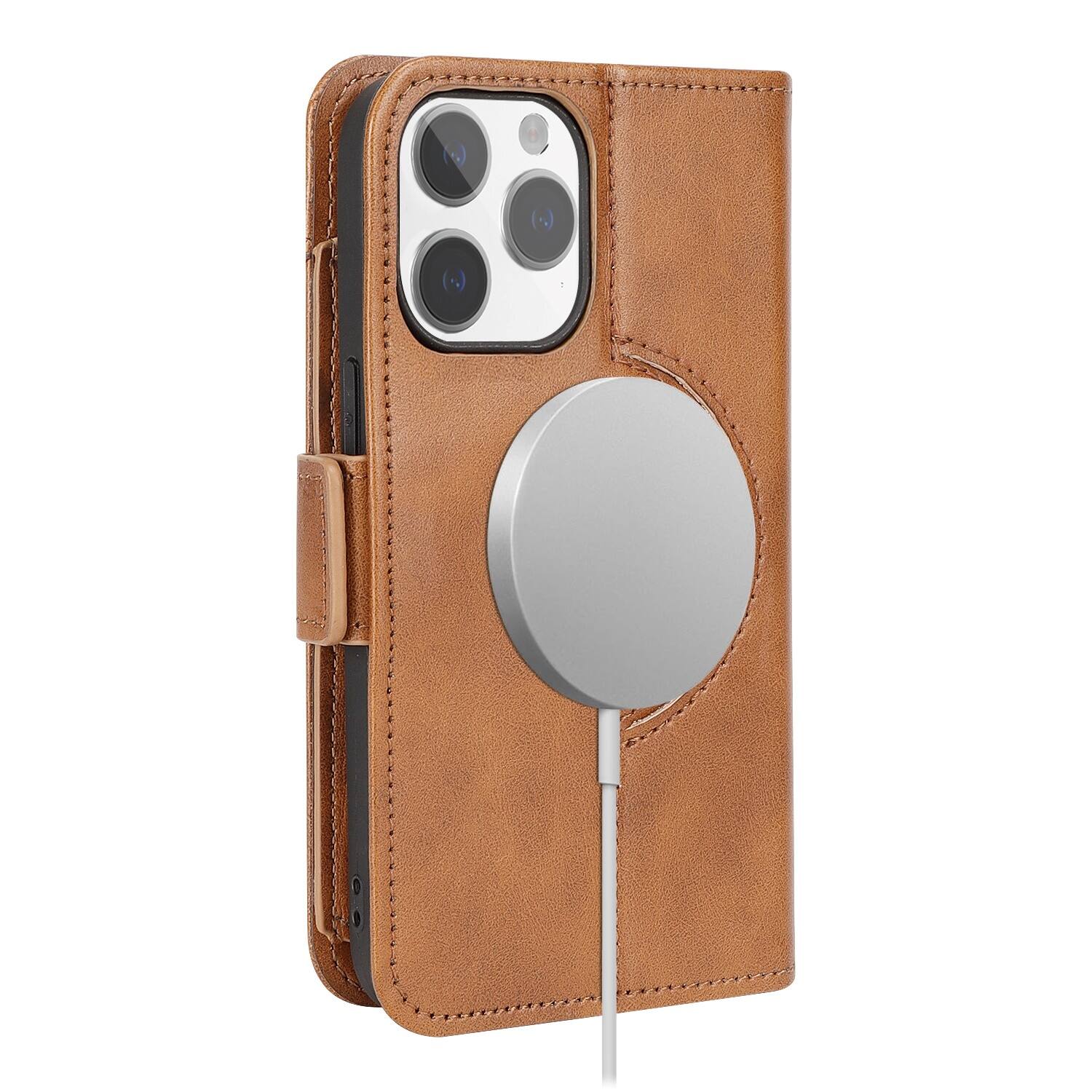 Alt View 16. SaharaCase - Genuine Leather Folio Wallet Case for Apple iPhone 15 Pro Max - Brown.