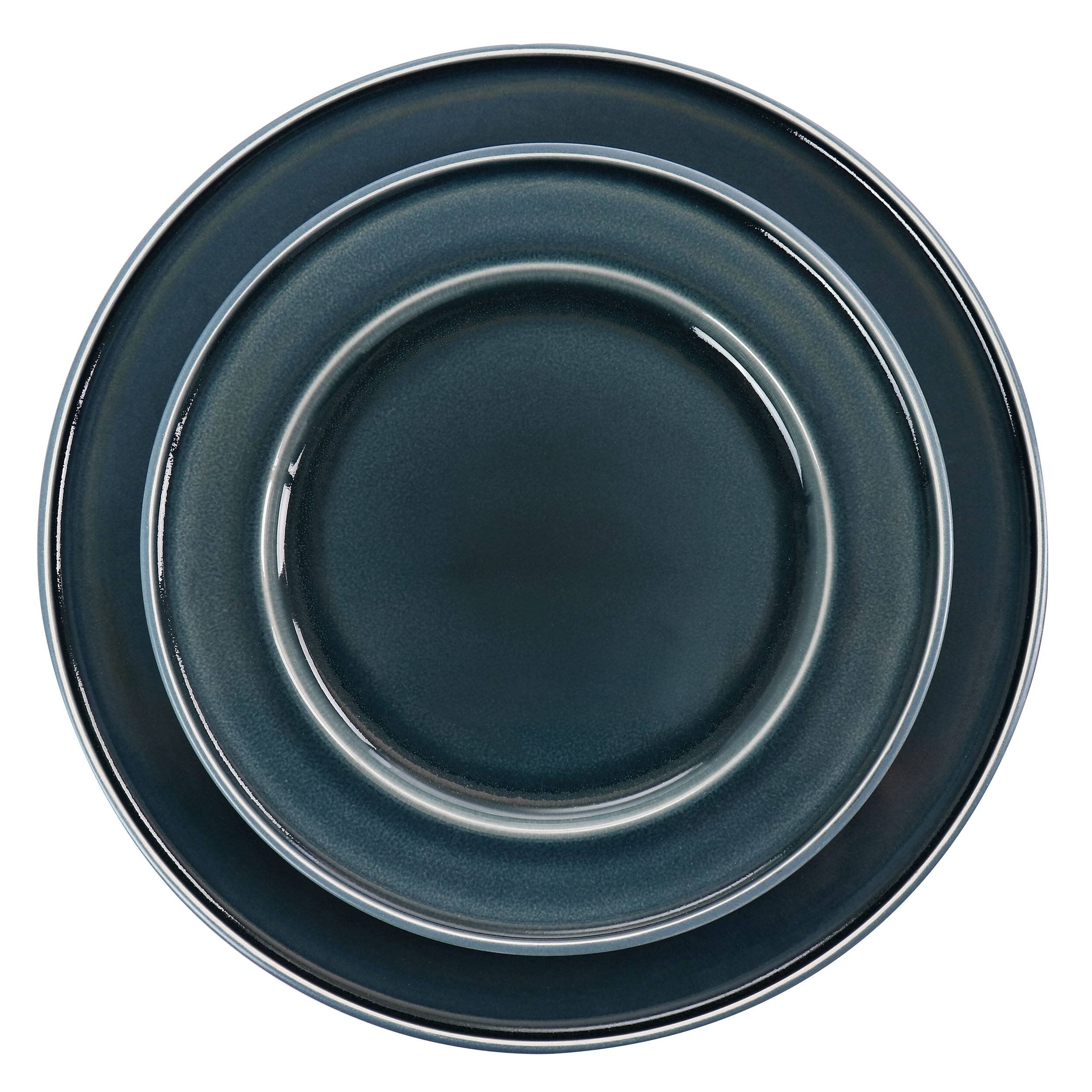 Alt View 4. Martha Stewart - Martha Stewart 12 Piece Speckle Glaze Stoneware Dinnerware Set in Blue - Blue.