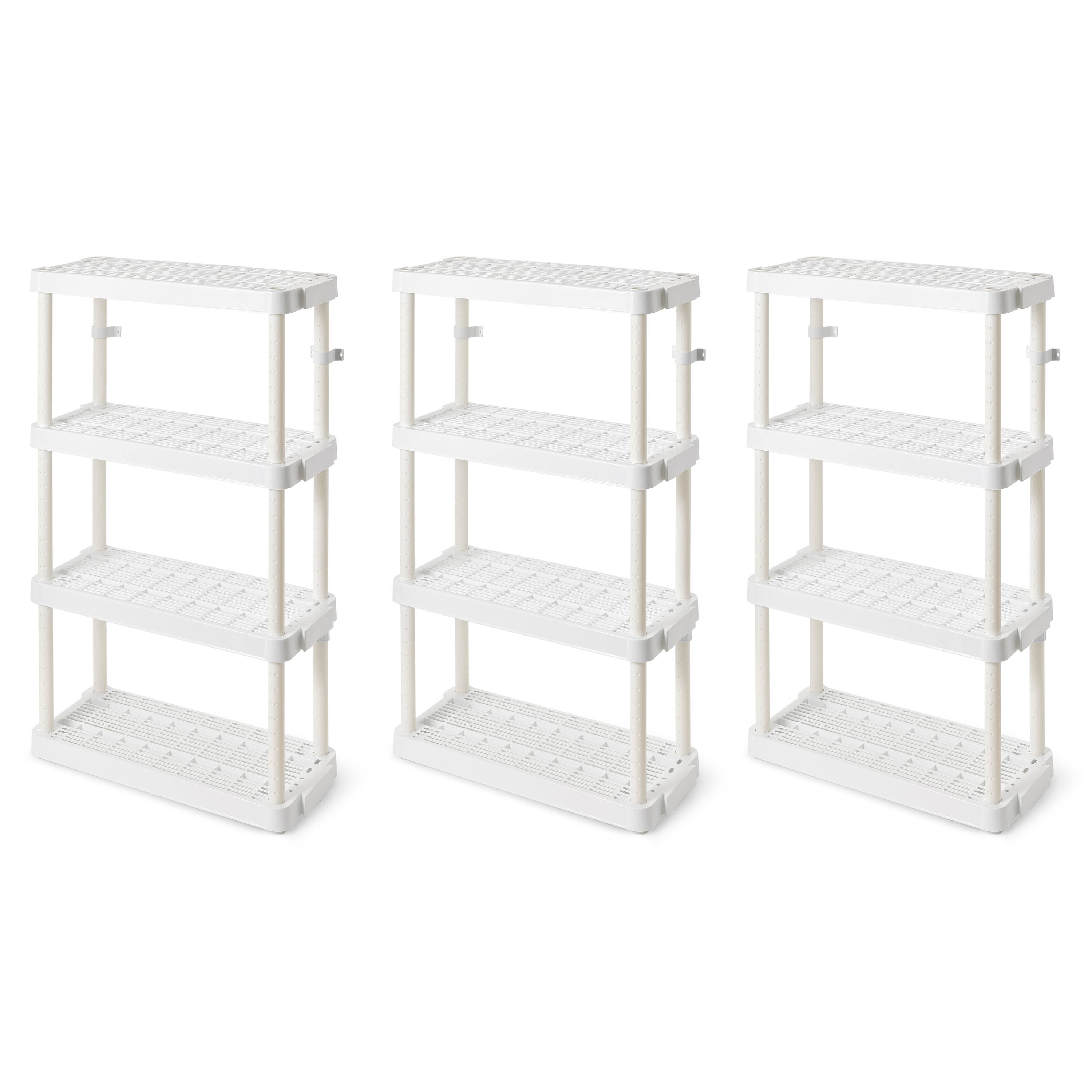 Front. Gracious Living - Gracious Living 4 Shelf Adjustable Height Medium Duty Storage, White (3 Pack) - White.