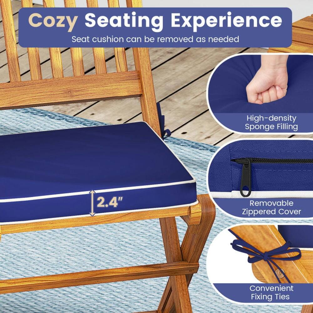 Cozy Seating Experience  
Seat cushion can be removed as needed  

- High-density Sponge Filling  
- 2.4"  
- Removable Zippered Cover  
- Convenient Fixing Ties