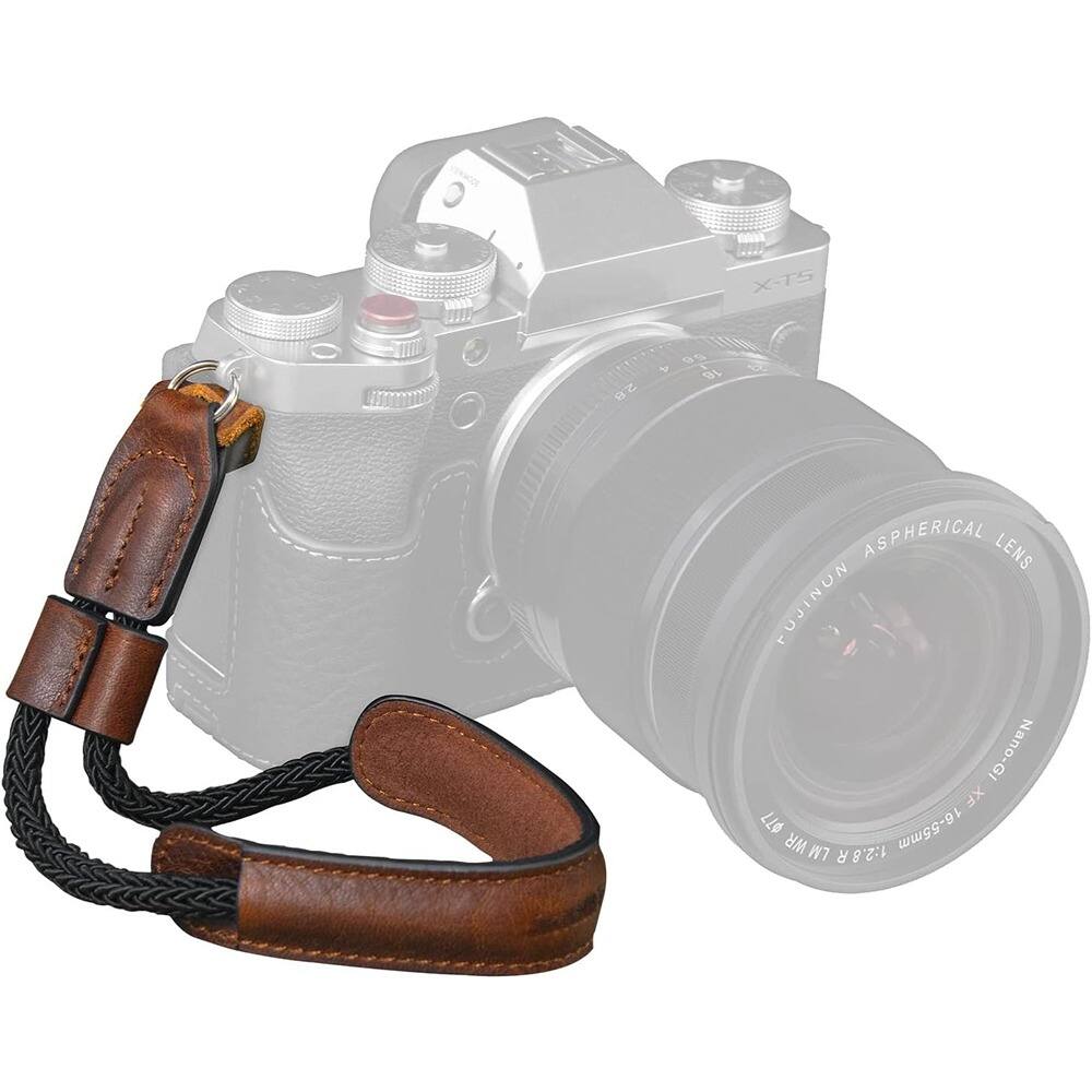 Schertz - Vintage Leather Camera Wrist Strap, Adjustable Safety (Brown)
