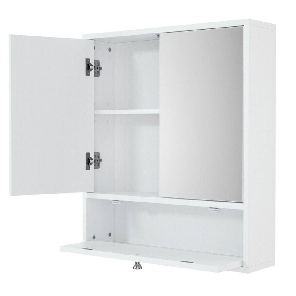 Alt View 5. Pefilos - Double Door Wall-Mounted Bathroom Mirrored Medicine Cabinet-White, Bathroom Cabinet for Bathroom Laundry Room Kitchen - White.