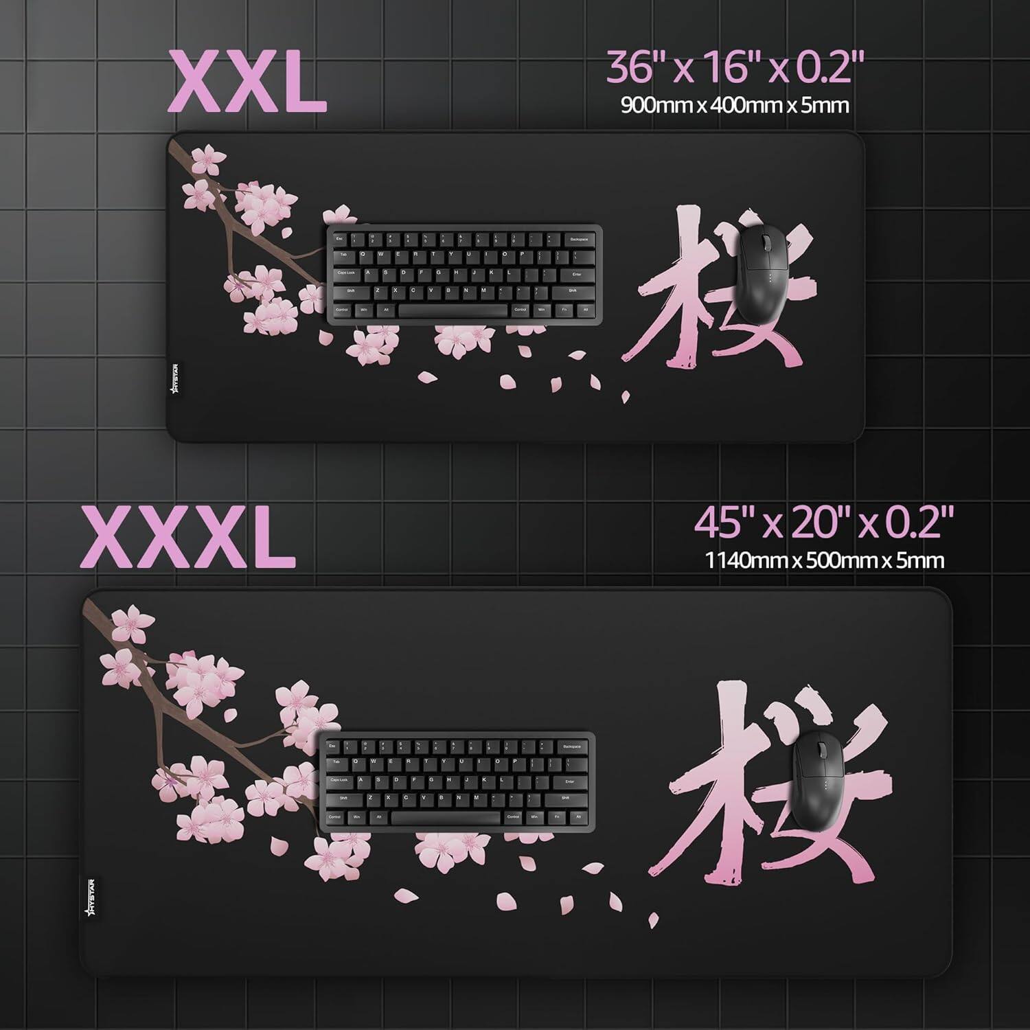 XXL  
36" x 16" x 0.2"  
900mm x 400mm x 5mm  

XXXL  
45" x 20" x 0.2"  
1140mm x 500mm x 5mm