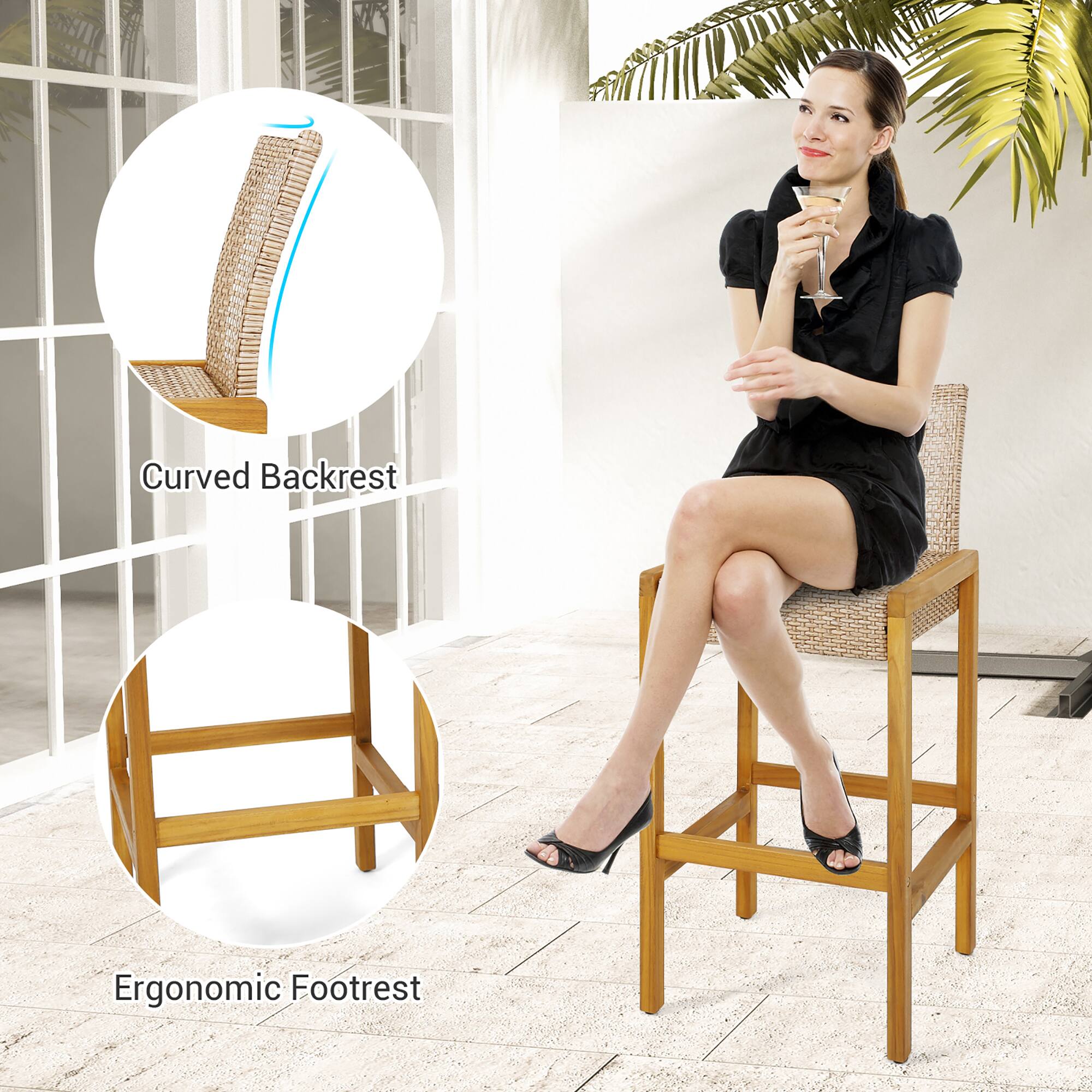 Curved Backrest, Ergonomic Footrest