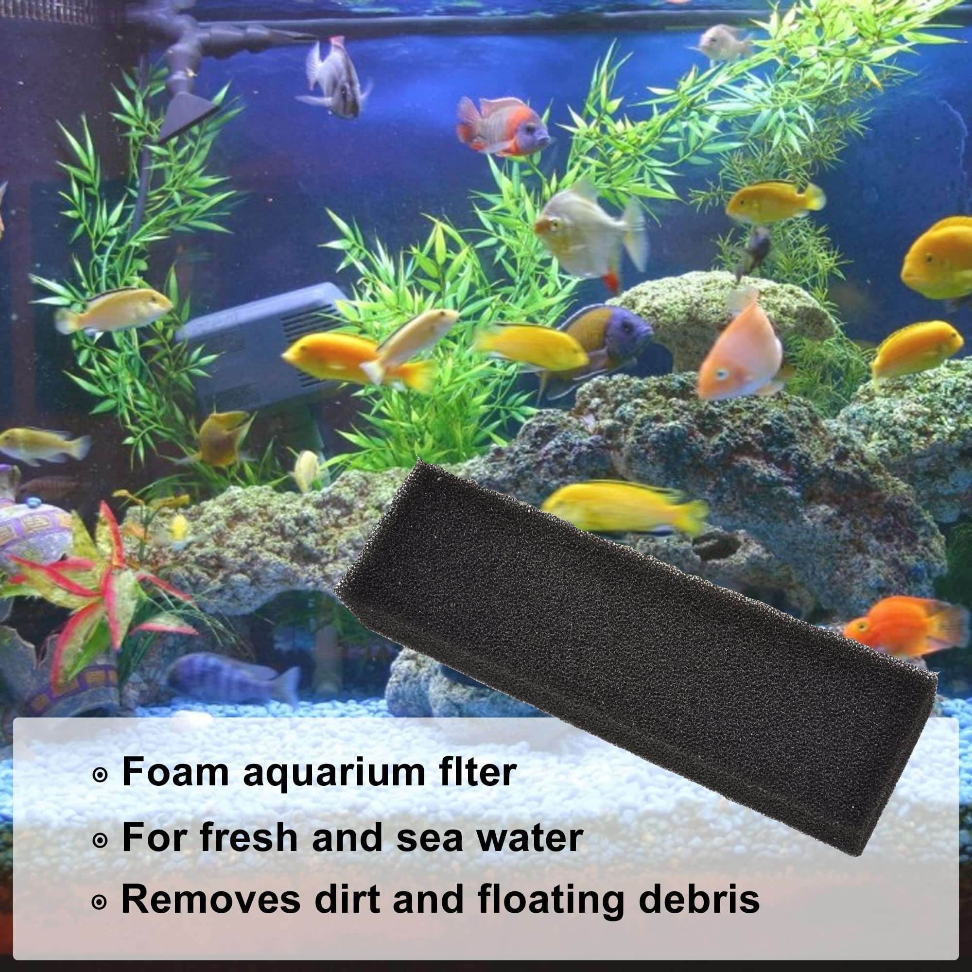 Foam aquarium filter  
For fresh and sea water  
Removes dirt and floating debris