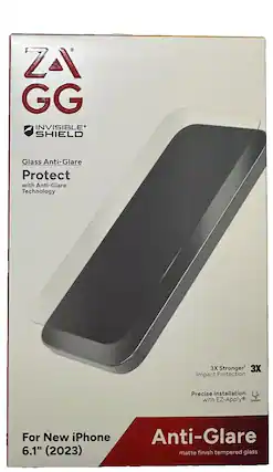ZAGG InvisibleShield Glass Anti-Glare Protect with Anti-Glare Technology 3X Stronger 3X Impact Protection Precise Installation with EZ-Apply For New iPhone Anti-Glare 6.1" (2023) matte finish tempered glass.
