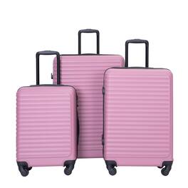 Ropilly - 3 Piece Luggage Set Hardshell Suitcase with Spinner Wheels TSA Lock - Pink