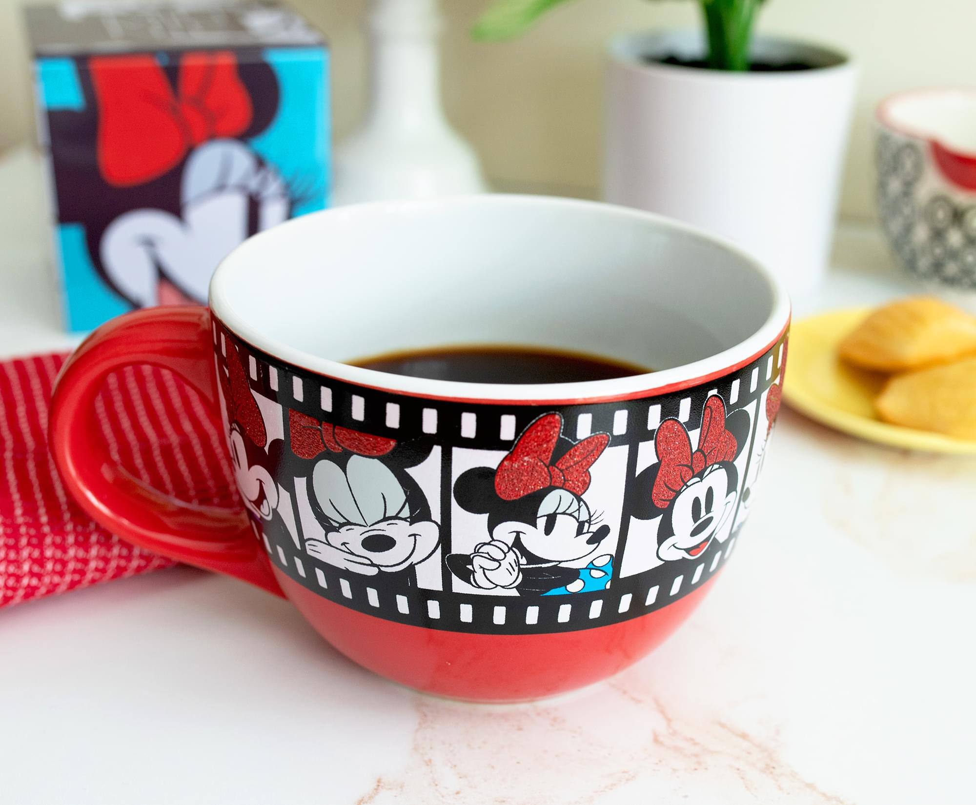 Alt View 2. Disney - Disney Minnie Mouse Film Reel Ceramic Soup Mug | Holds 24 Ounces - Red.