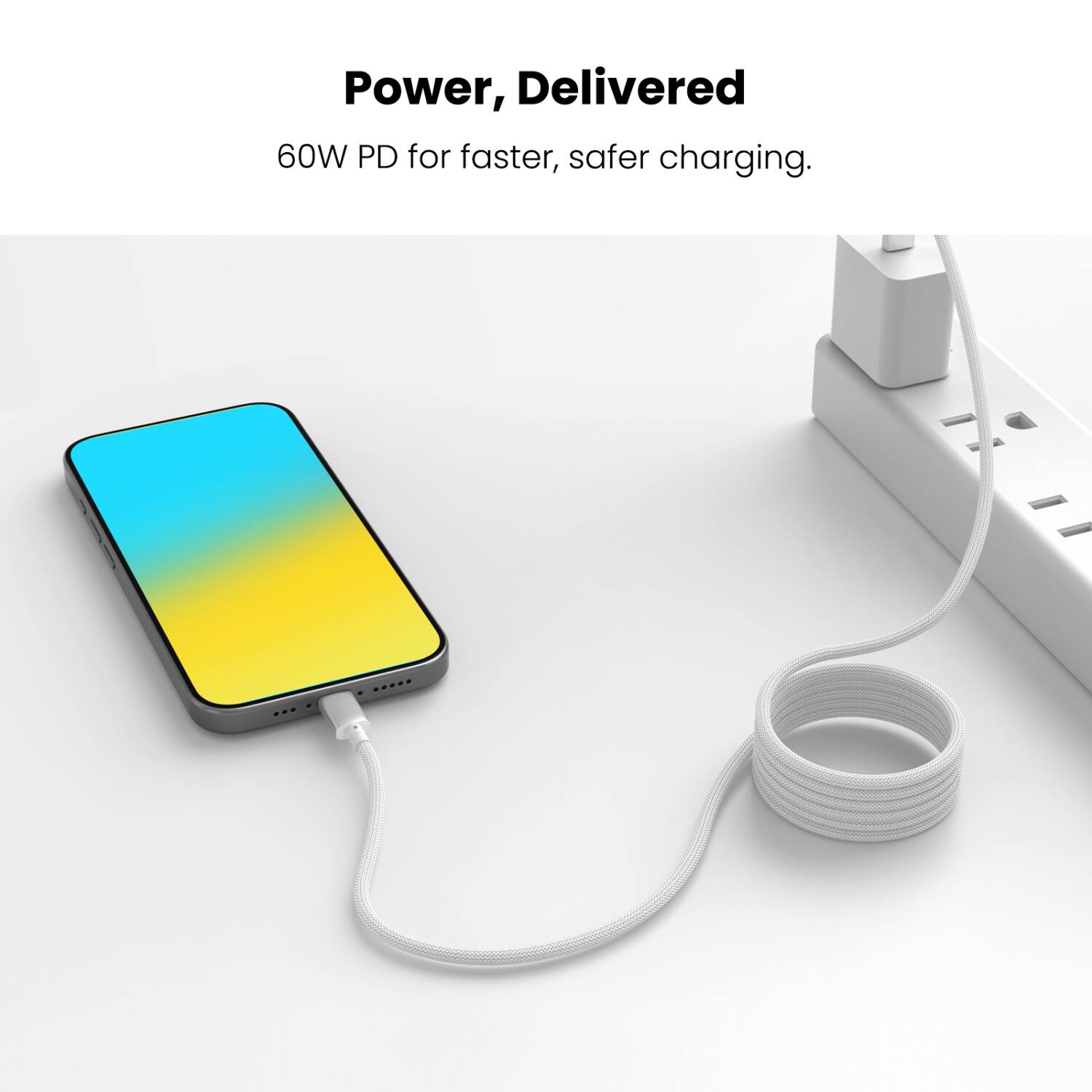Power, Delivered  
60W PD for faster, safer charging.