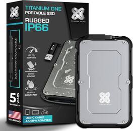 Titanium Micro - Titanium One 2TB External SSD, Rugged IP66 Water&Drop Resistance, Up to 500MB/s USB-C 3.2 Gen 2