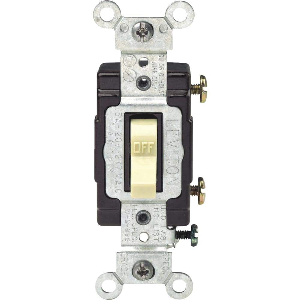 Leviton - Illuminated Toggle Switch 1-Pole 15 Amps 120 Volts Commercial Grade - Ivory