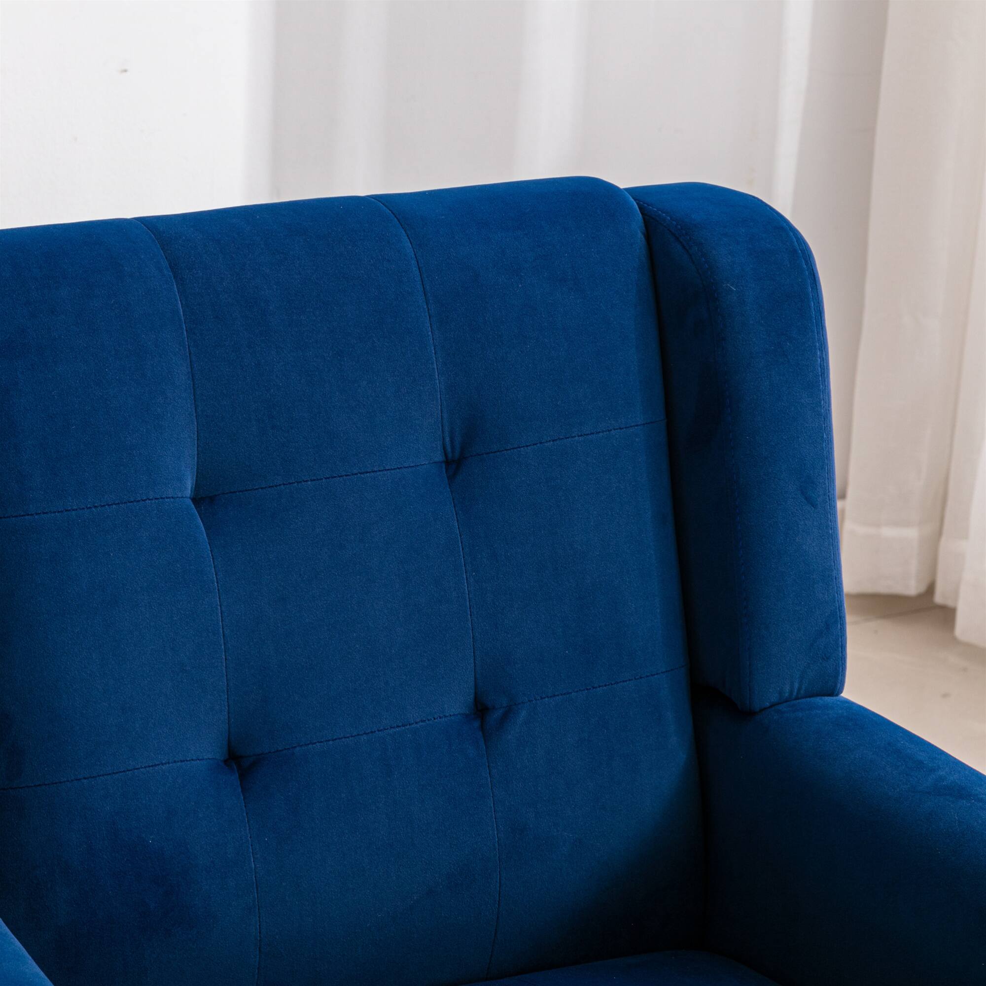 Alt View 4. GOODSILO - Luxury Velvet Upholstered Accent Chair with Ergonomic Design for Living Room and Bedroom Comfort - Blue.