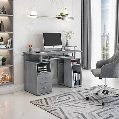 Alt View 1. Techni Mobili - Complete Computer Workstation Desk With Storage(RTA-8211-GRY) - Gray.