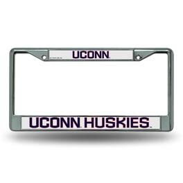 Rico Industries - Connecticut Uconn Huskies - 12" x 6" Standard Size - Chrome Metal License Plate Frame - Multi