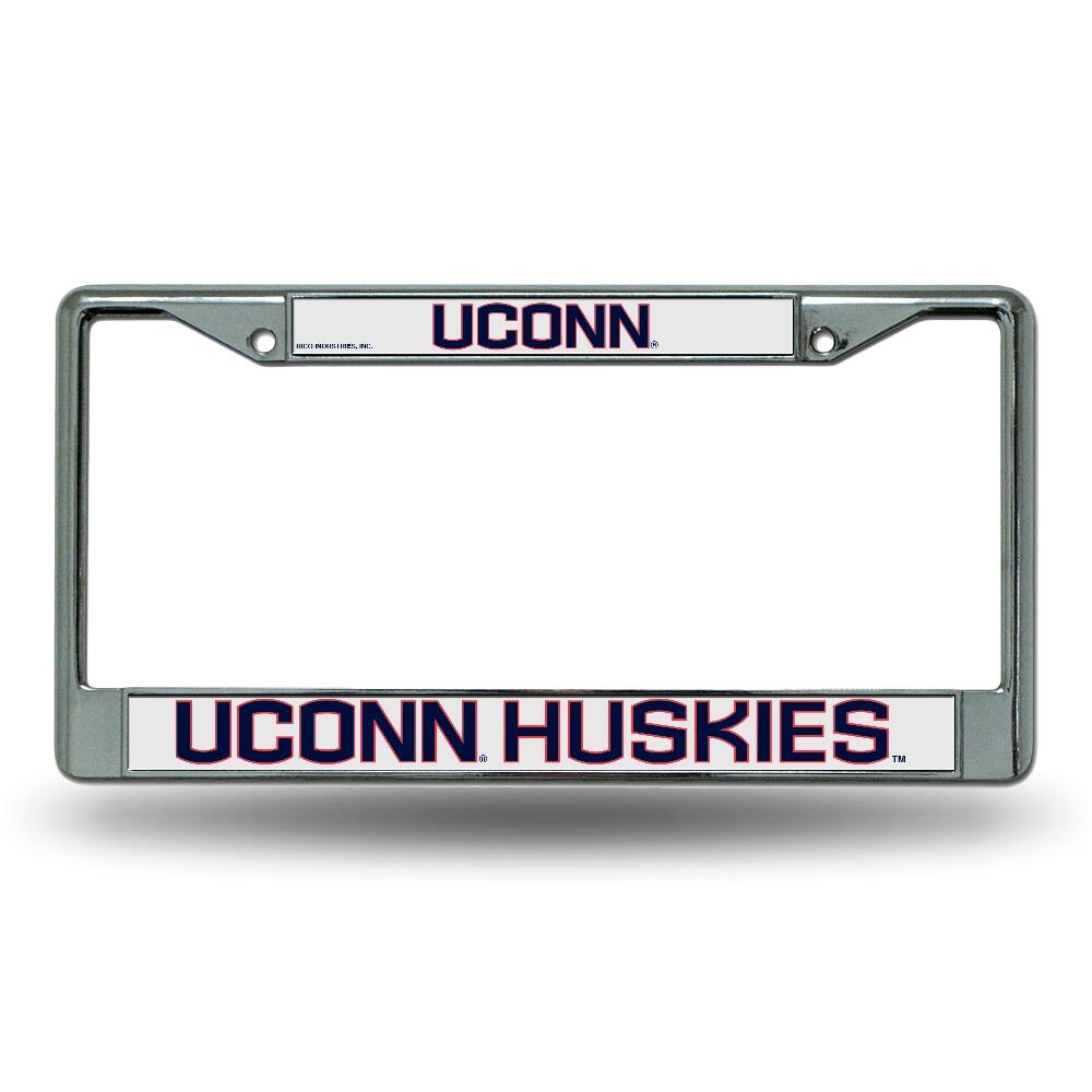 Connecticut Uconn Huskies - 12" x 6" Standard Size - Chrome Metal License Plate Frame
