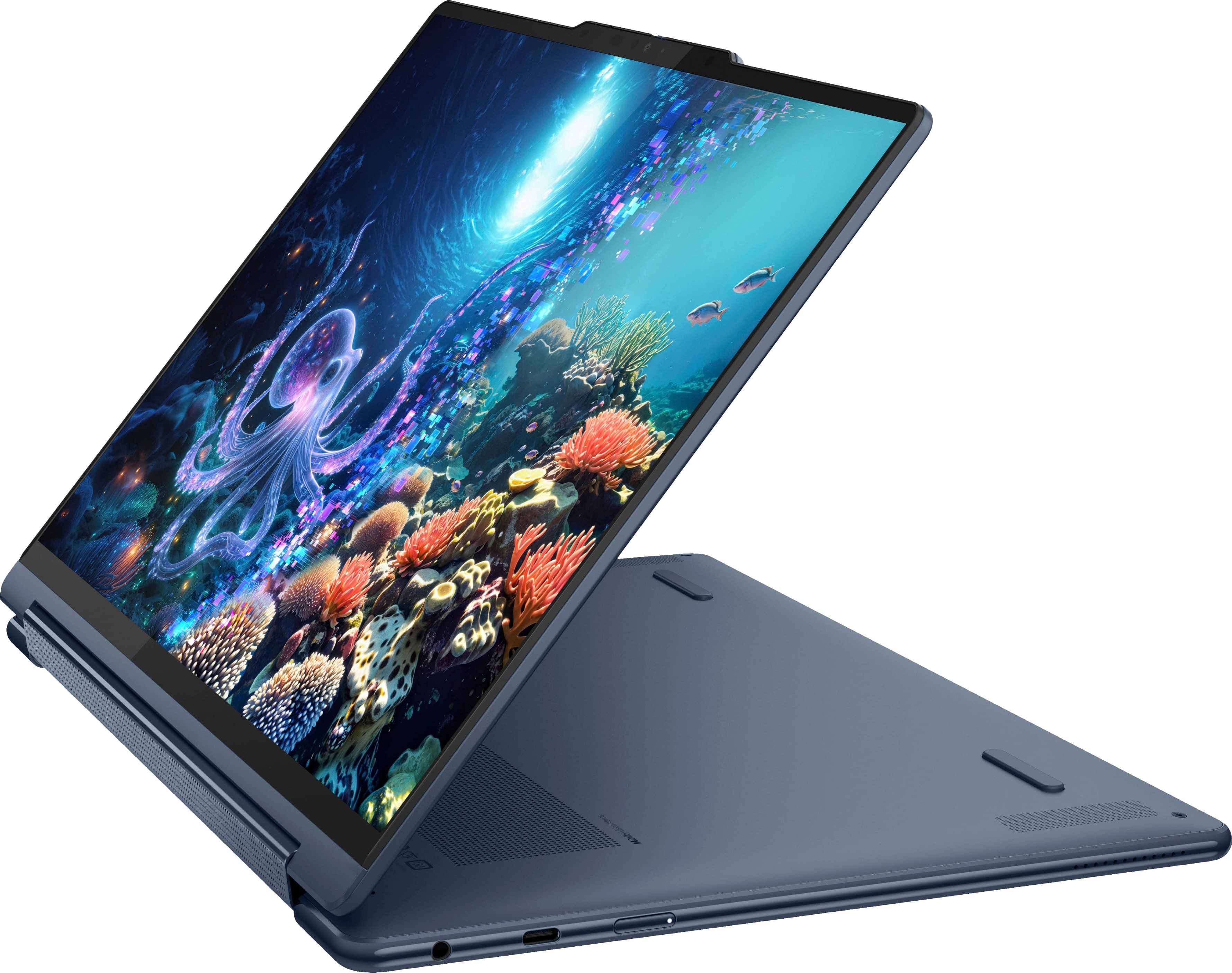 Alt View 8. Lenovo - Yoga 9i 2-in-1 Aura Edition - Copilot+ PC - 14" 3K 120Hz OLED Touchscreen Laptop - Intel Core Ultra 7 258V - 32GB - 1TB - Cosmic Blue.