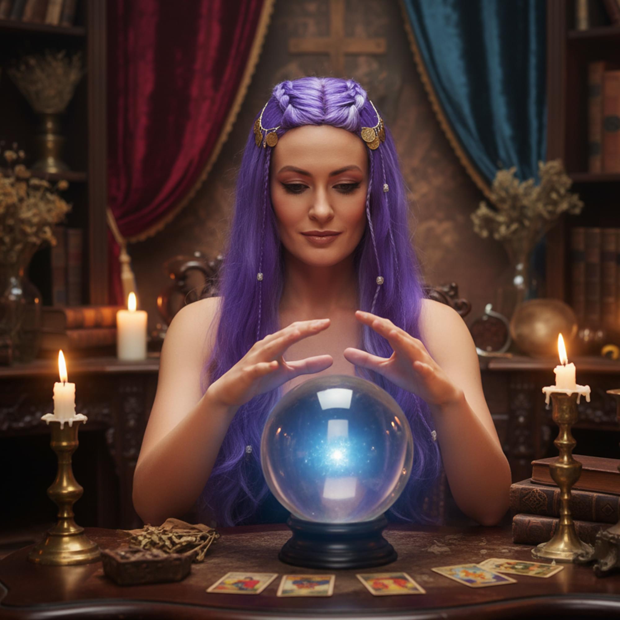 Alt View 3. Smiffys - Fortune Teller Wig Costume Accessory - Purple.