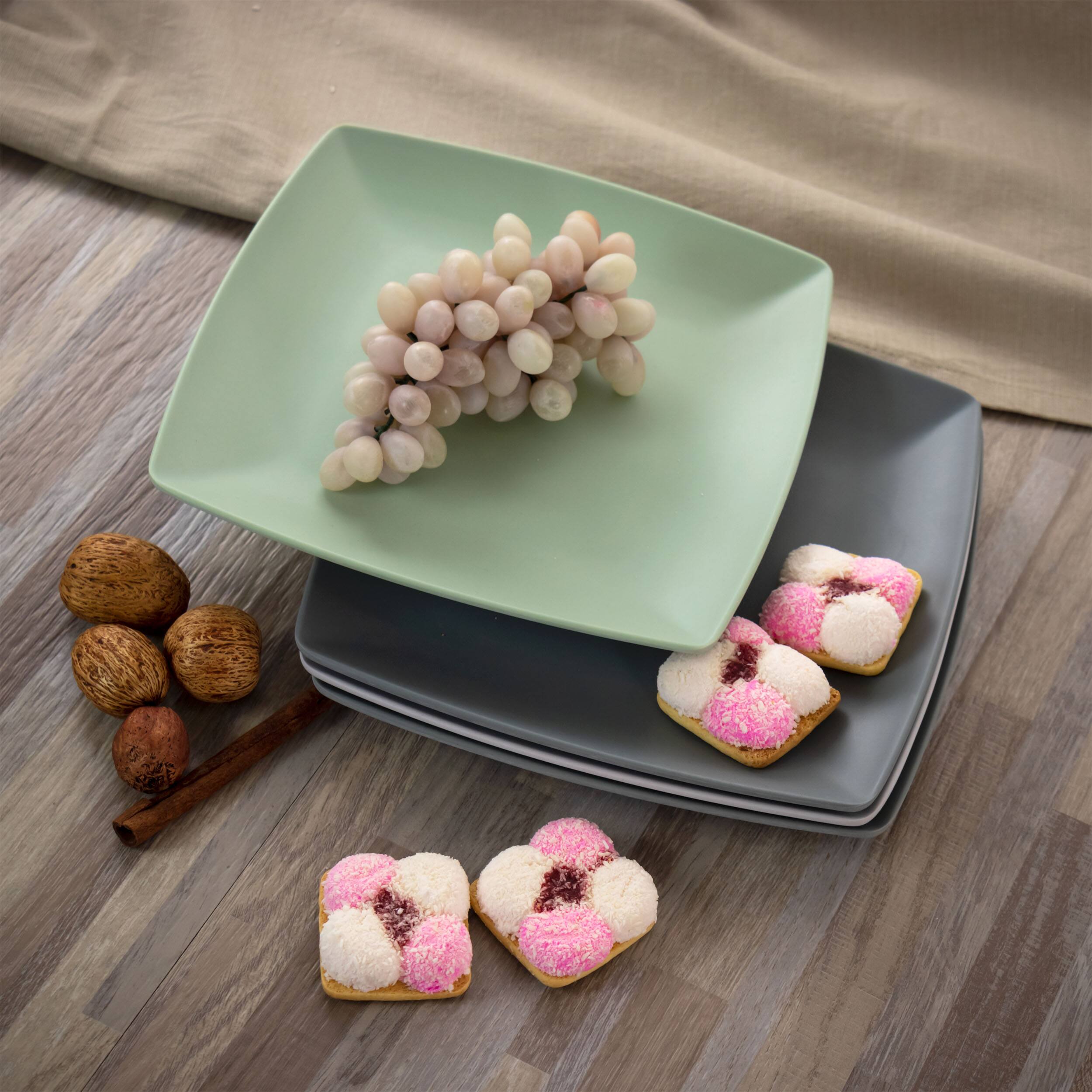 Alt View 8. Gibson - Gibson Home Grayson 4 Piece 8.5 Inch Square Melamine Dessert Plate Set in Assorted Colors - Assorted.