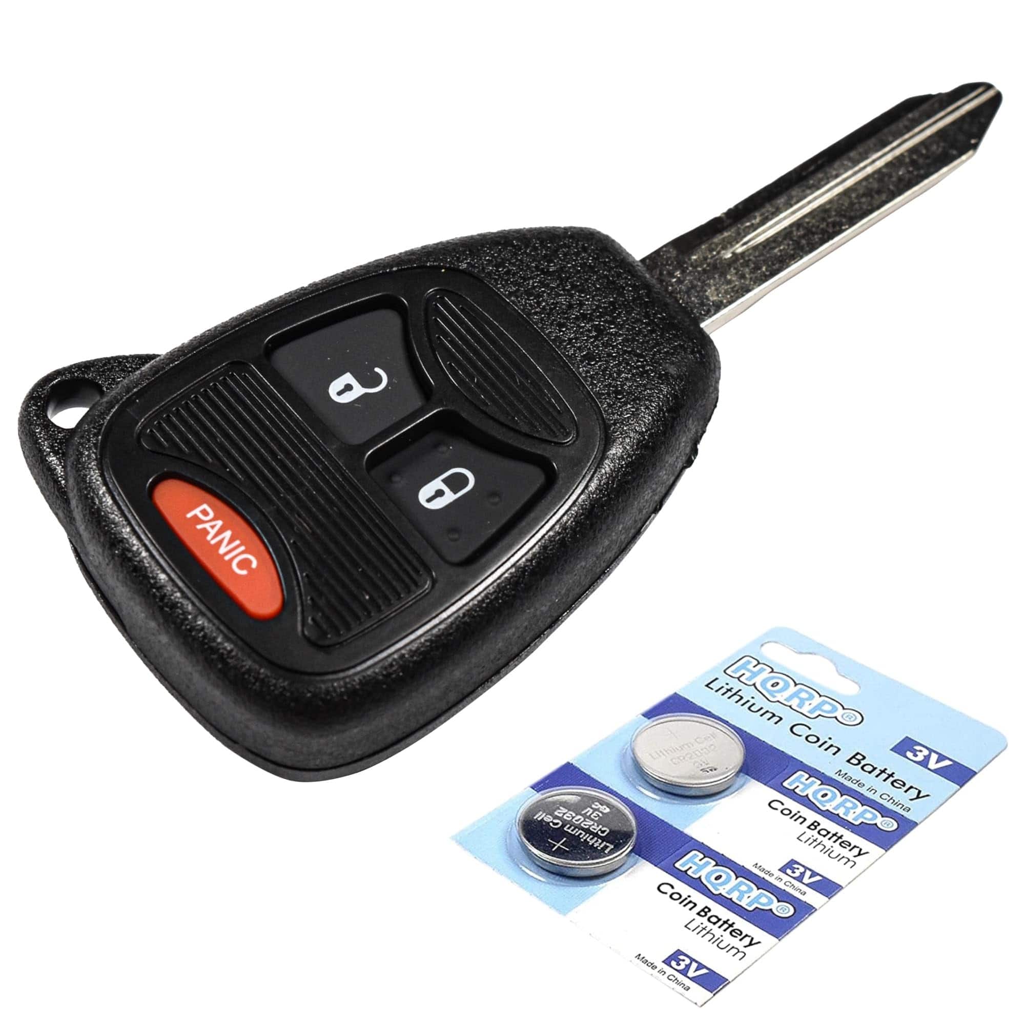 HQRP - Key Fob Remote Shell Case - Uncut Blade, 3-Button Keyless Entry, 2 Batteries for Dodge Ram 1500 2005-2009 - Black price history on PriceWatchPro