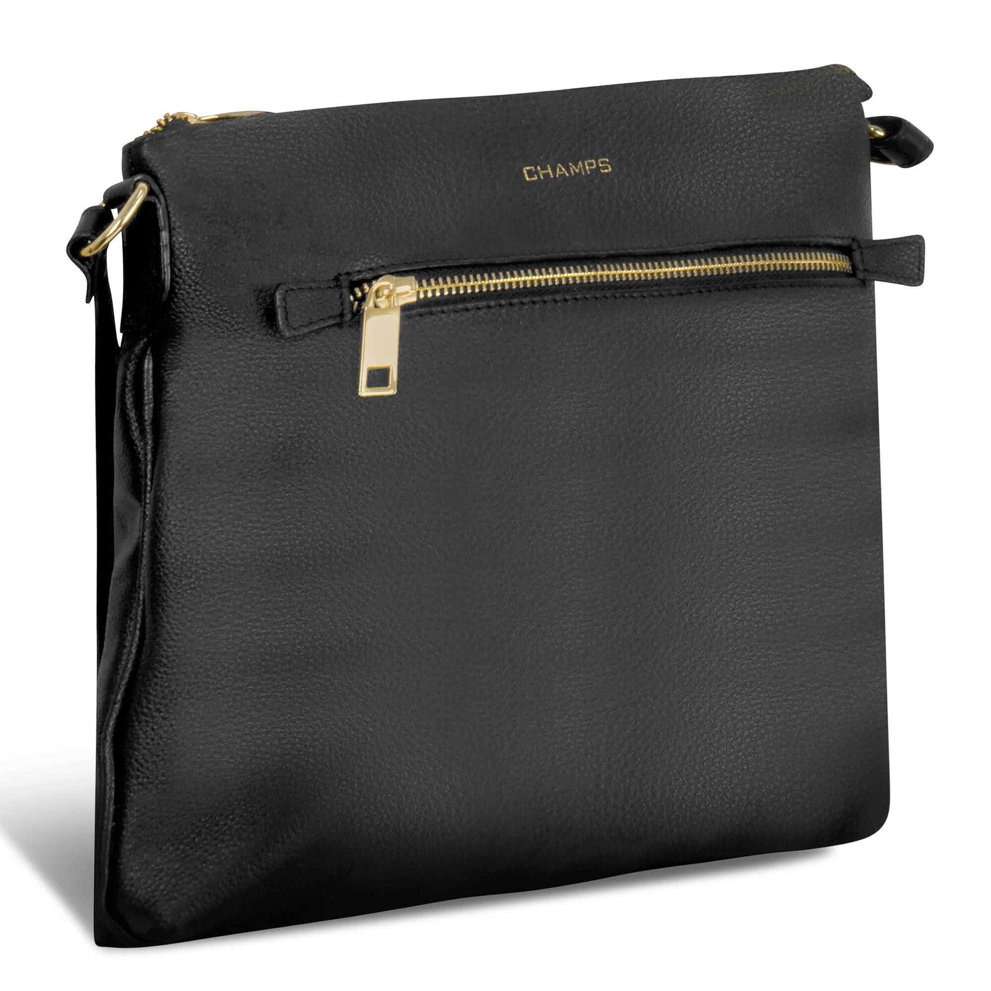 Angle. Champs - Gala Collection Leather Cross-Body Bag - Black.