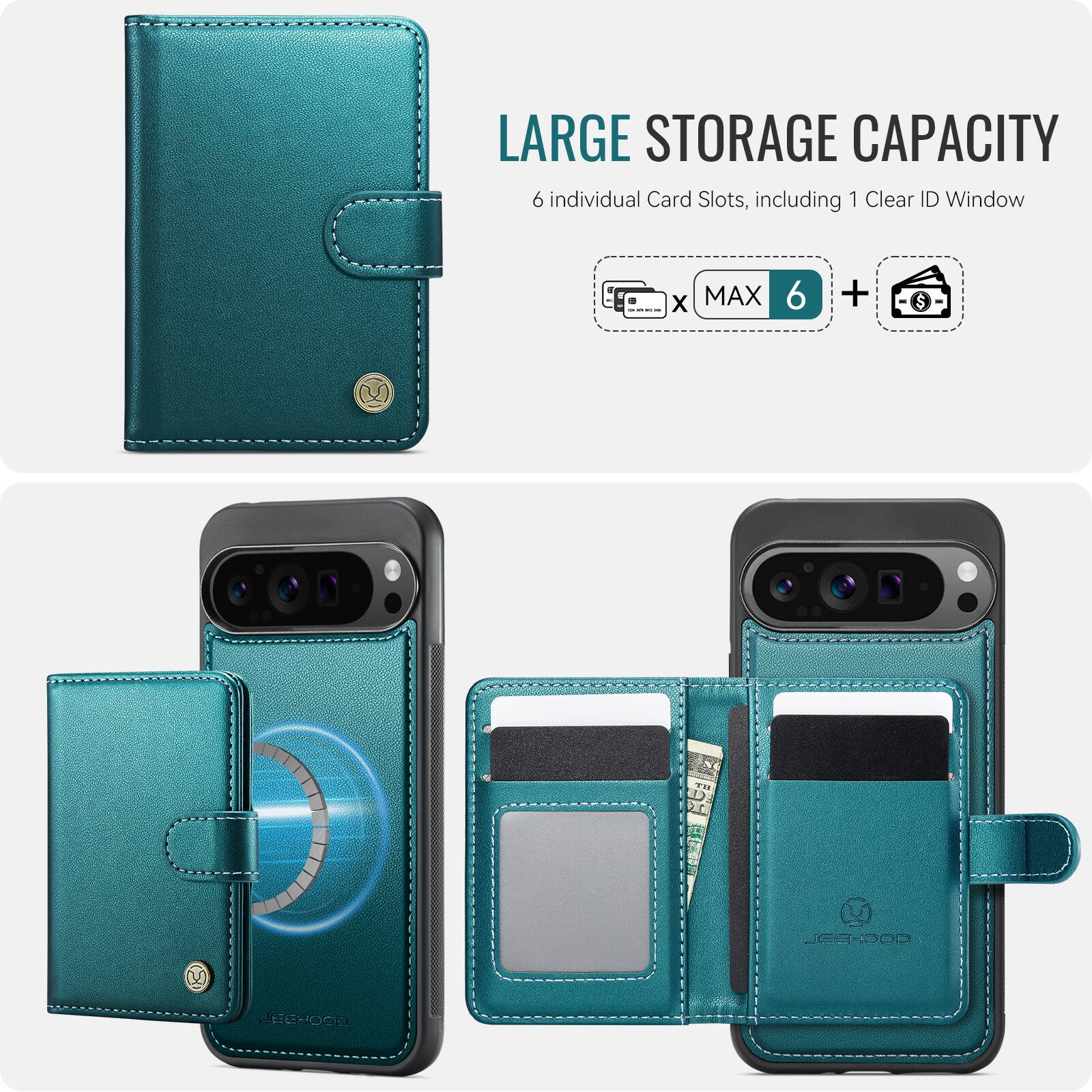 LARGE STORAGE CAPACITY  
6 individual Card Slots, including 1 Clear ID Window  
x MAX 6 +
