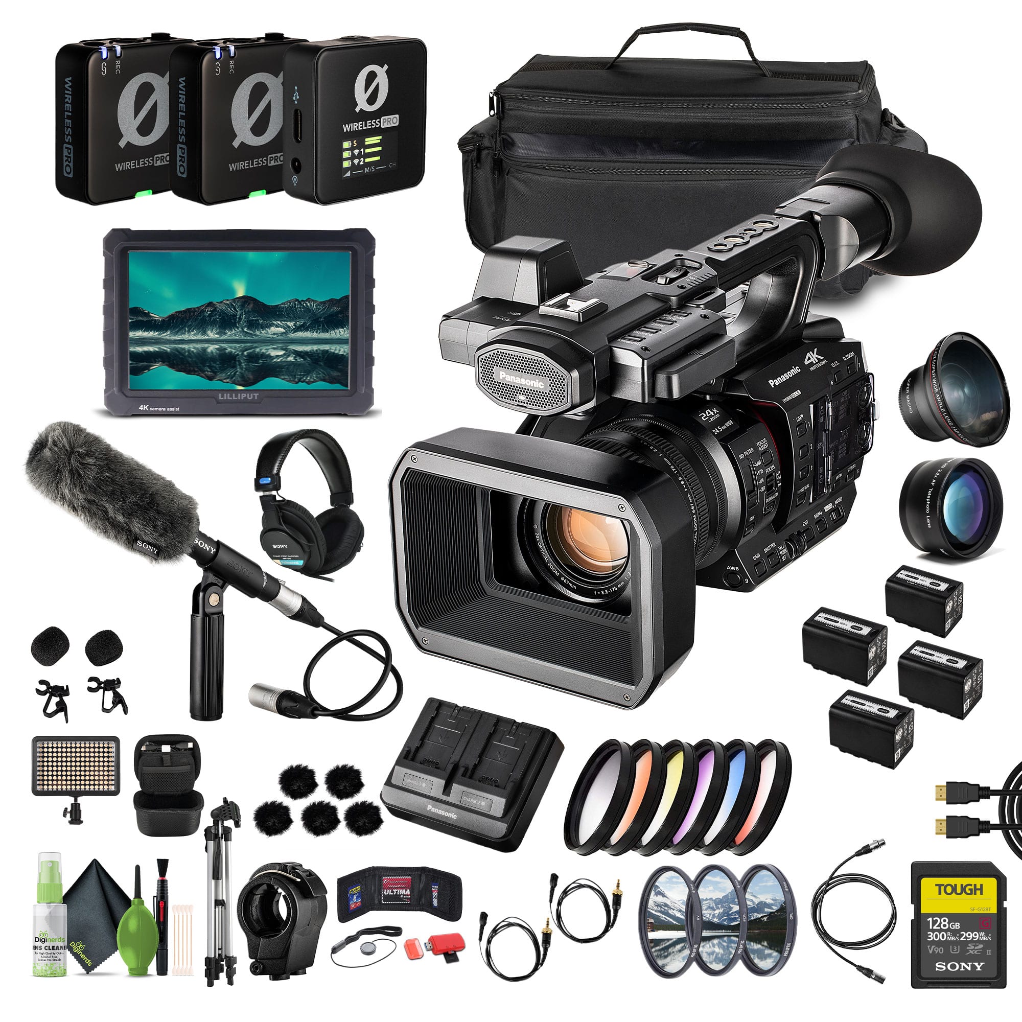 Panasonic - AG-X20ED / HC-X20 Professional 4K UHD Camcorder 20x Optical Zoom XLR Audio + 128GB Memory Card