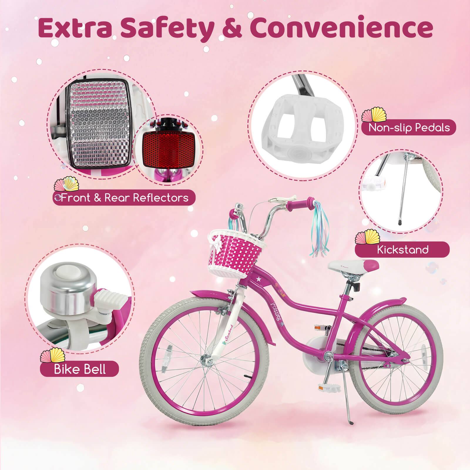 Extra Safety & Convenience  
- Non-slip Pedals  
- Front & Rear Reflectors  
- Kickstand  
- Bike Bell