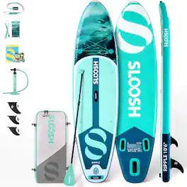 Joyfy - 10.6'' Inflatable Stand Up Paddle Board SUP with Premium Accessories, Non-Slip EVA Deck, Bag for Youth & Adults - Green