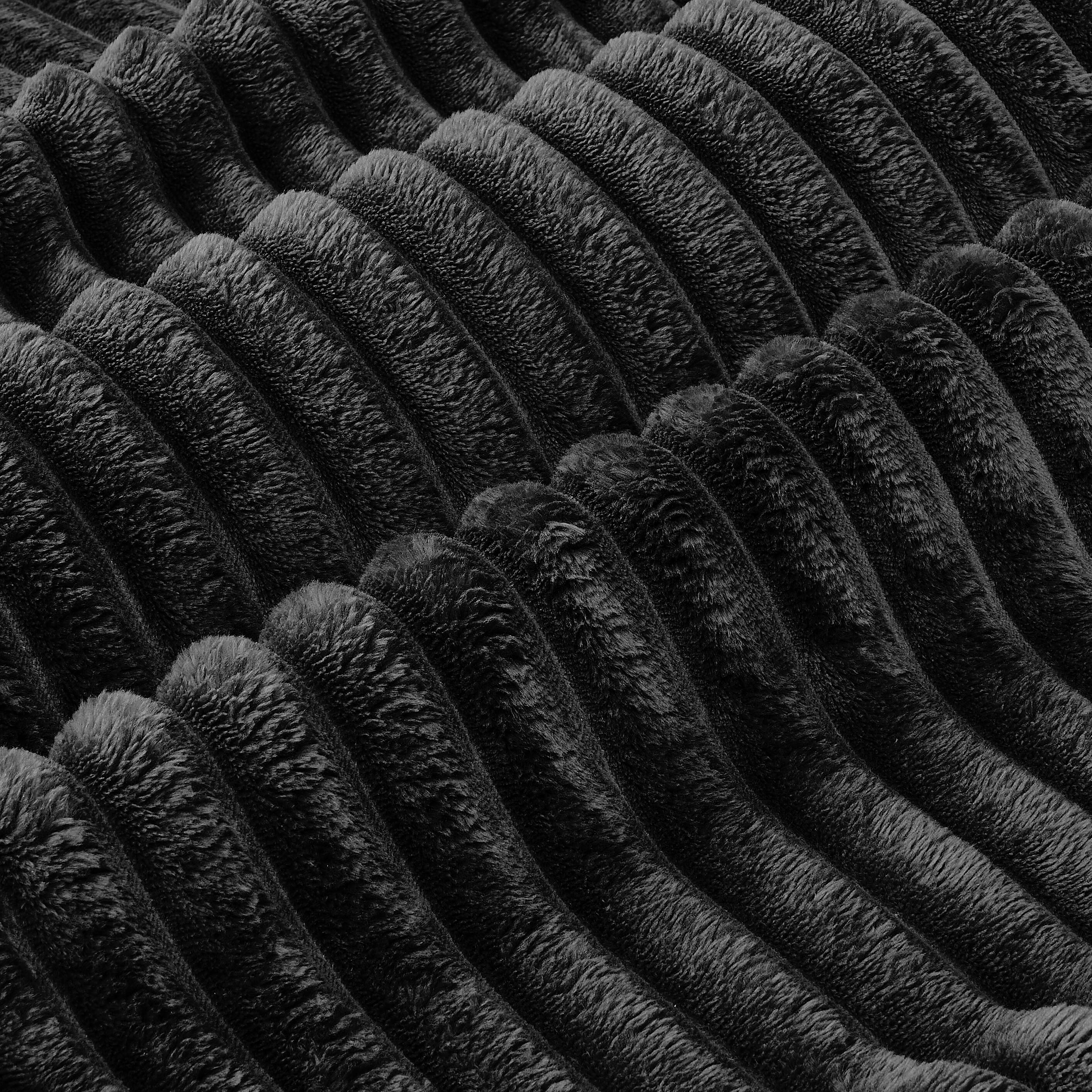 Back. Anysun - 115" U-Shape Boneless Corduroy Sectional with Chaise & Ottoman-No Assembly, Deep-Seat Modular Cloud Sofa for Living Room - Black.