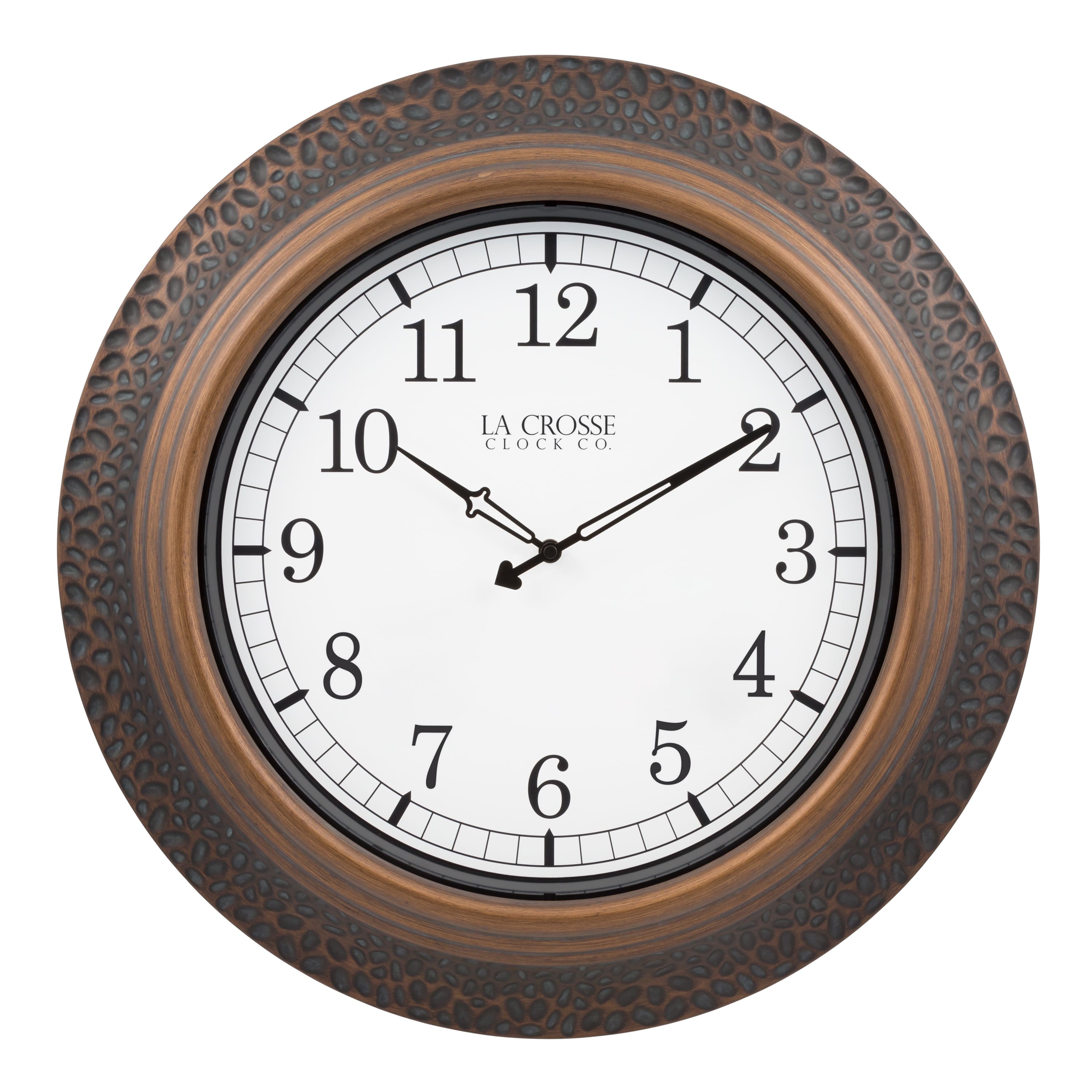 La Crosse Clock Co. - 21 inch Indoor/Outdoor Marcella Quartz Analog Metal Wall Clock - Brown