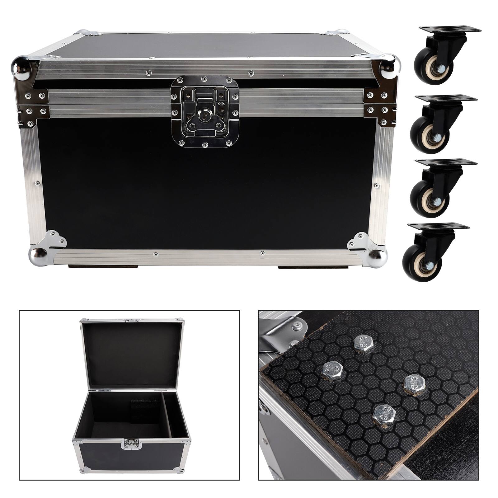Left. Topteng - Aluminum Flight Case With Wheels for Moving Head Stage Light - Heavy-Duty Hard Transport Case with Shockproof Foam.