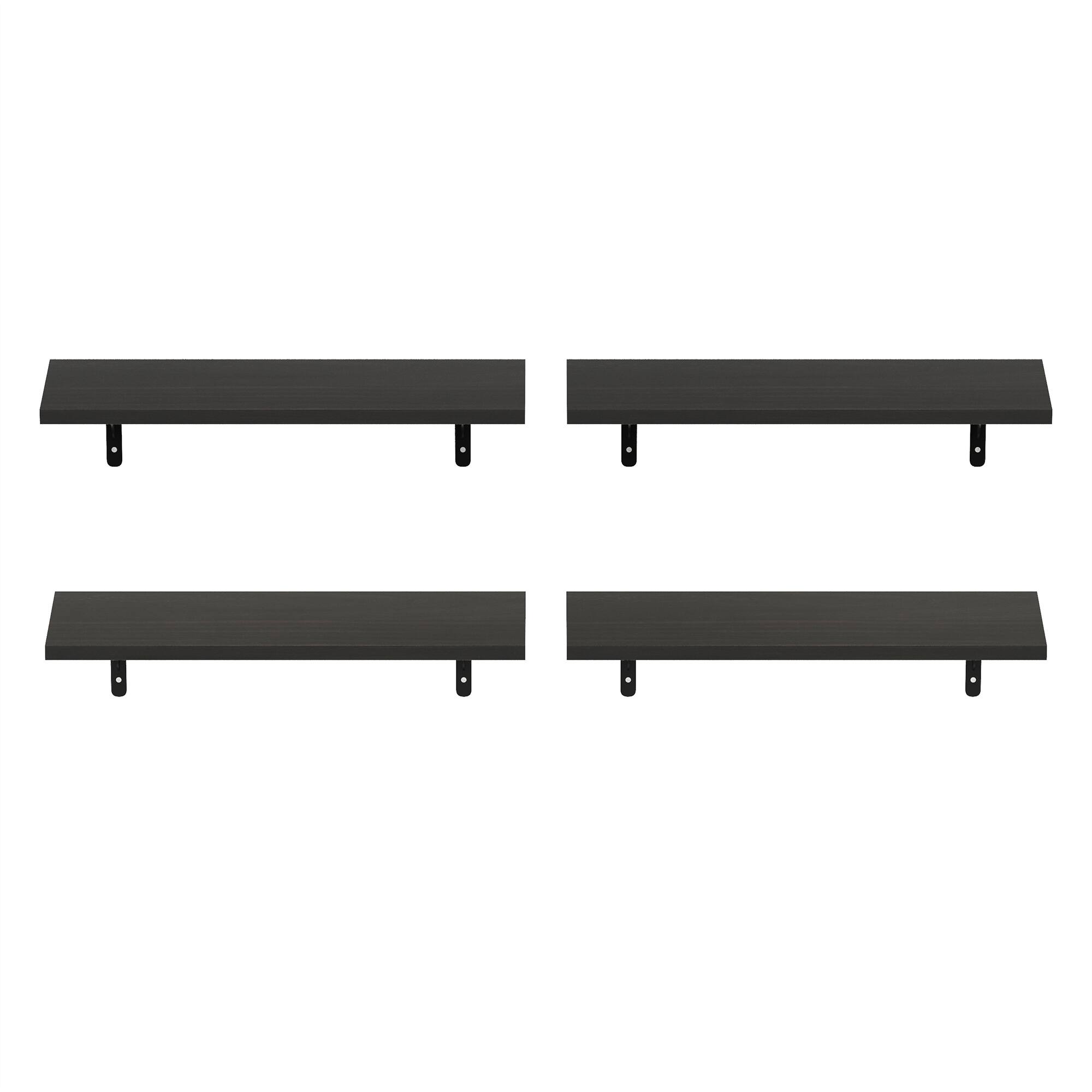 Alt View 2. Furinno - Rossi 18-Inch Wall Mounted Floating Display Shelves, Set of 4 - Espresso.