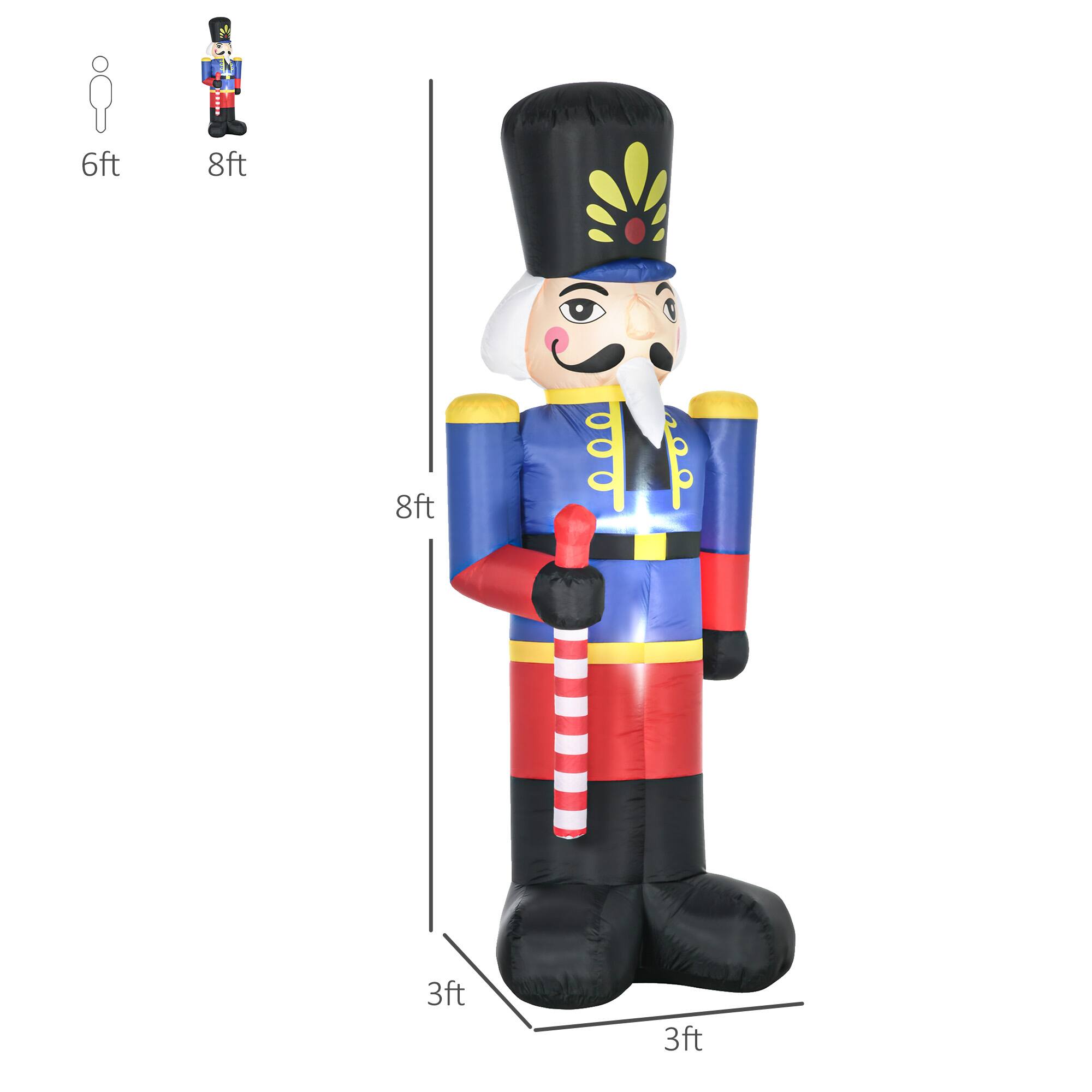 Alt View 2. Homcom - 8ft Christmas Inflatable Nutcracker Toy Soldier with Scepter, LED Yard Decor - Red.