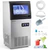 Front. Costway - Costway Commercial Ice Maker 110 lbs/24H, Stainless Steel Ice Machine with 25 lbs Capacity - Silver & Black.