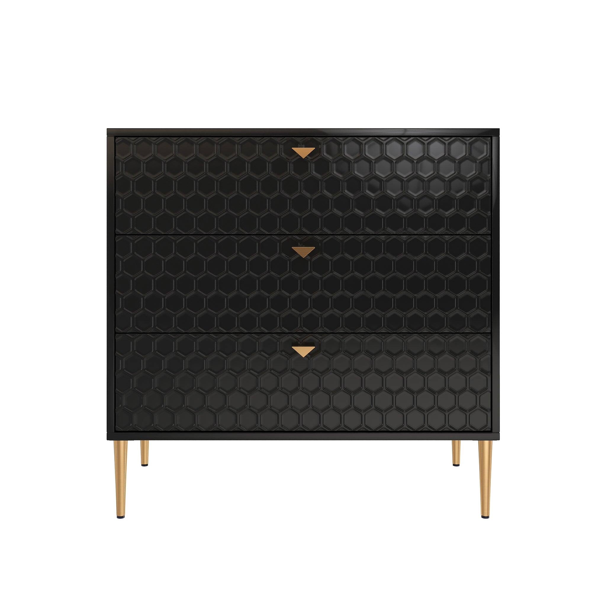 Boyel Living - Accent Storage Cabinet with 3-Drawer Chest - Black