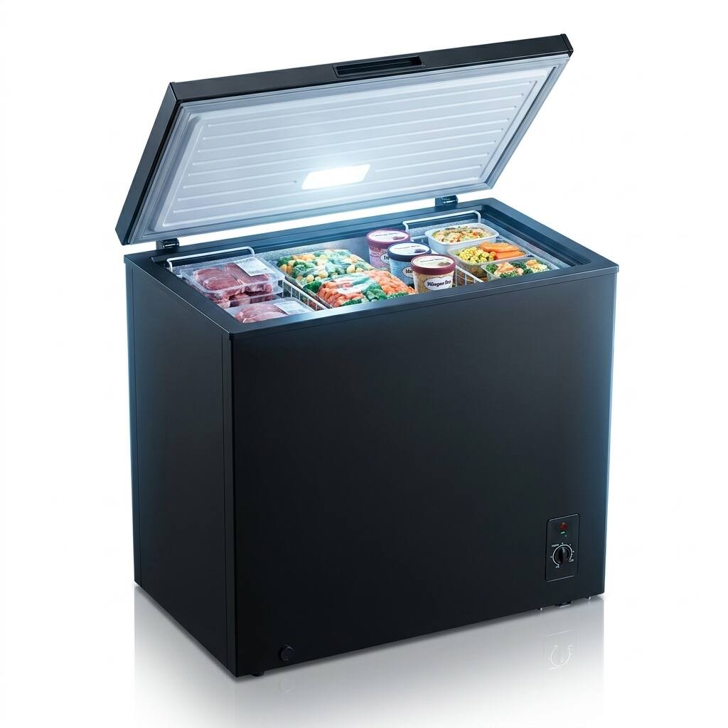 Alt View 10. Loheer - Compact 2.5 Cu. Ft. Chest Freezer - Adjustable Thermostat, Deep Freeze to -0.4°F, Removable Basket - BLACK.
