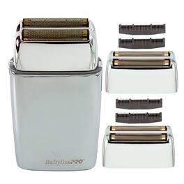 Babyliss - PRO FOILFX02 Cordless Metal Double Foil Shaver and 2 Replacement Foil - Silver